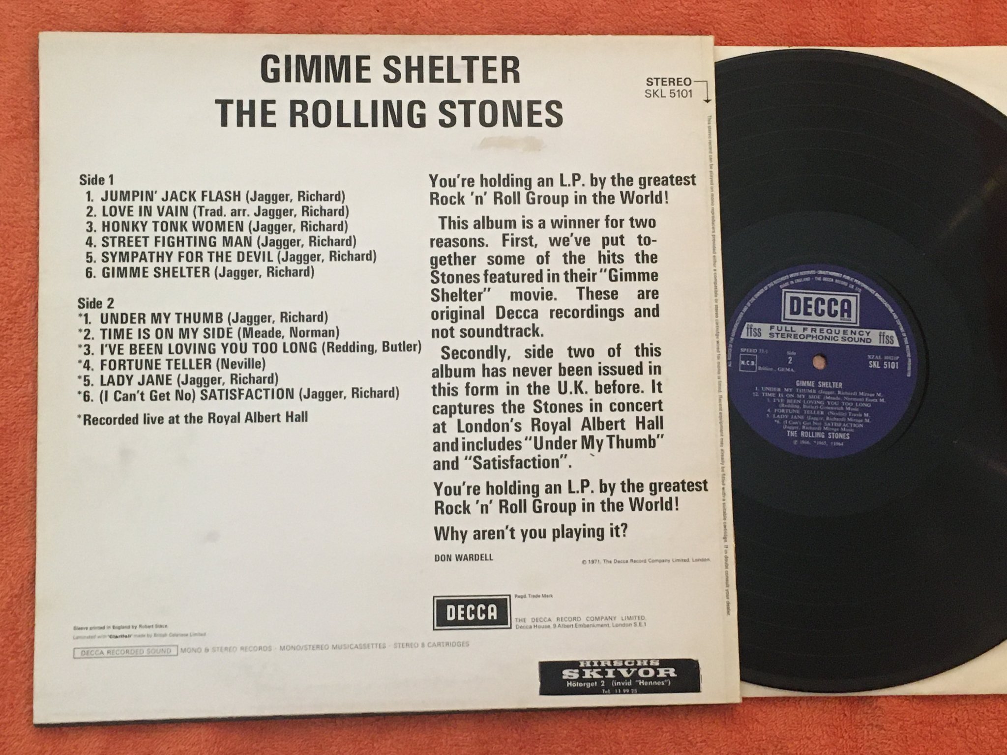 Omslagsbild för skivan THE ROLLING STONES gimme shelter LP UK DECCA SKL 5101