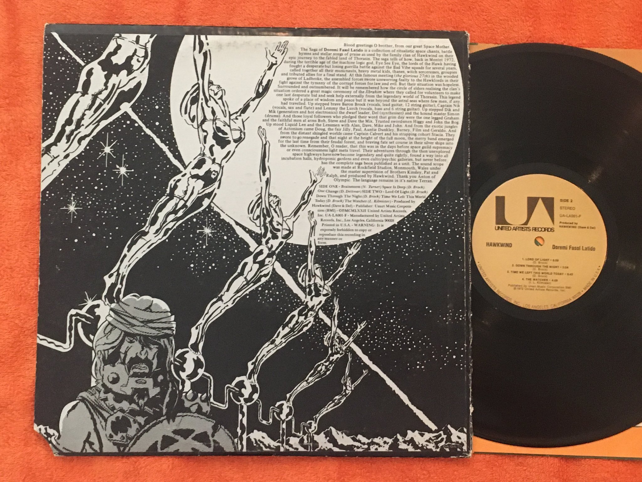 Omslagsbild för skivan HAWKWIND doremi fasol latido LP -72 US UNITED ARTISTS UA LA001-F