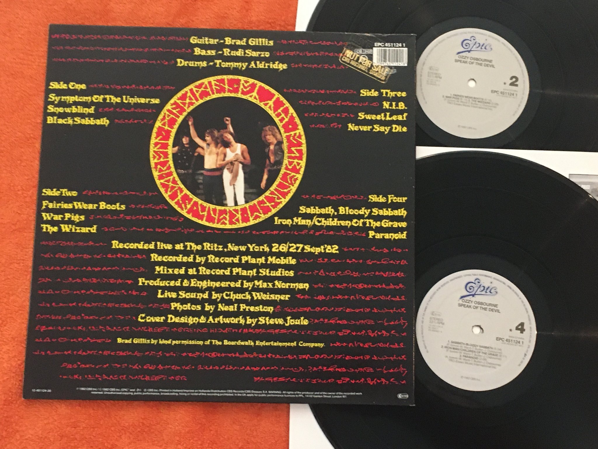 Omslagsbild för skivan OZZY OSBOURNE speak of the evil 2xLP -81 EPIC EPC 4511241 promo stamp on back