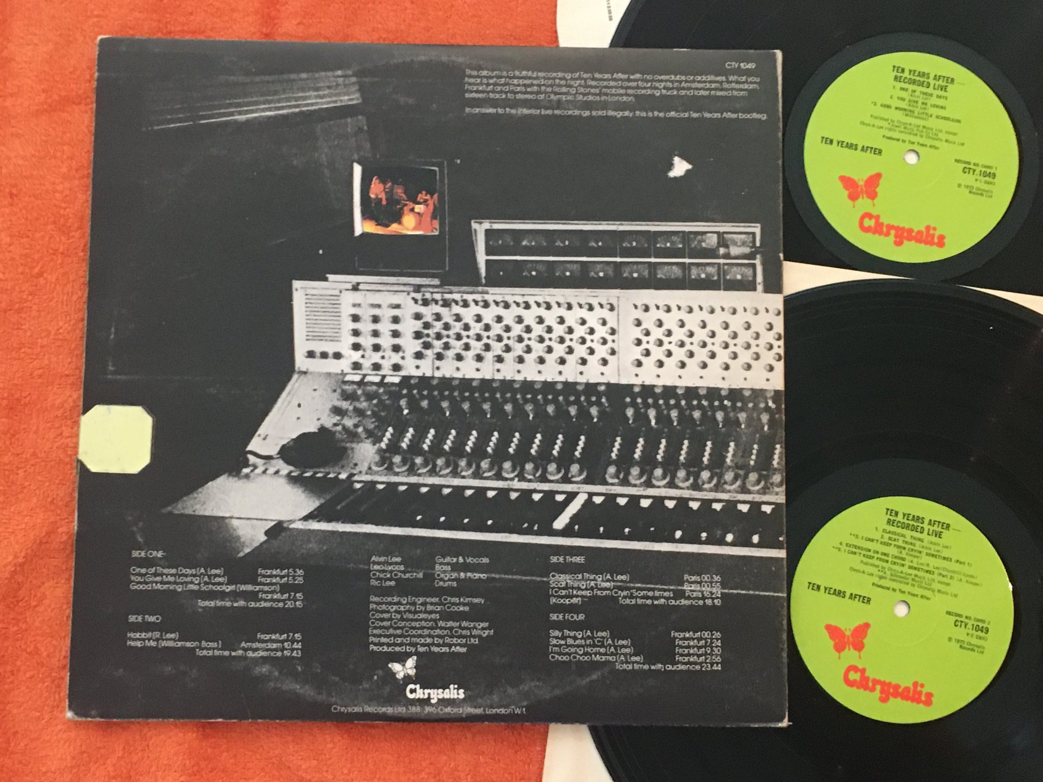 Omslagsbild för skivan TEN YEARS AFTER recorded live 2xLP -73 CHRYSALIS CTY 1049