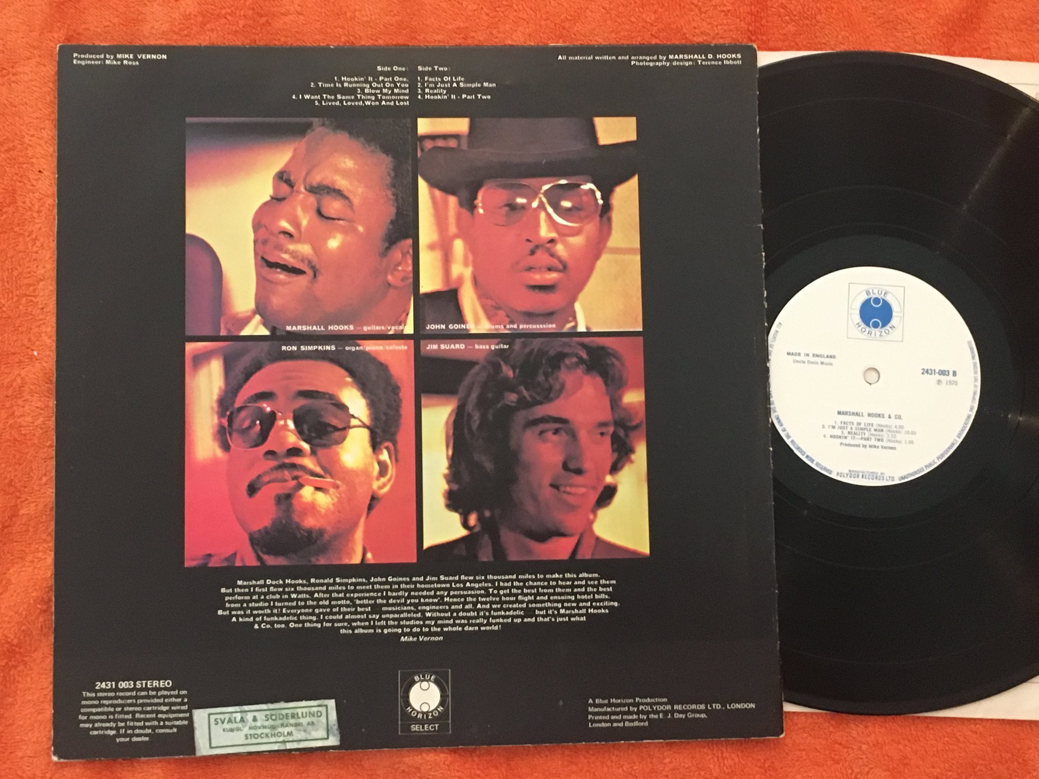 Omslagsbild för skivan MARSHALL HOOKS & CO s/t LP -70 UK BLUE HORIZON 2431 003