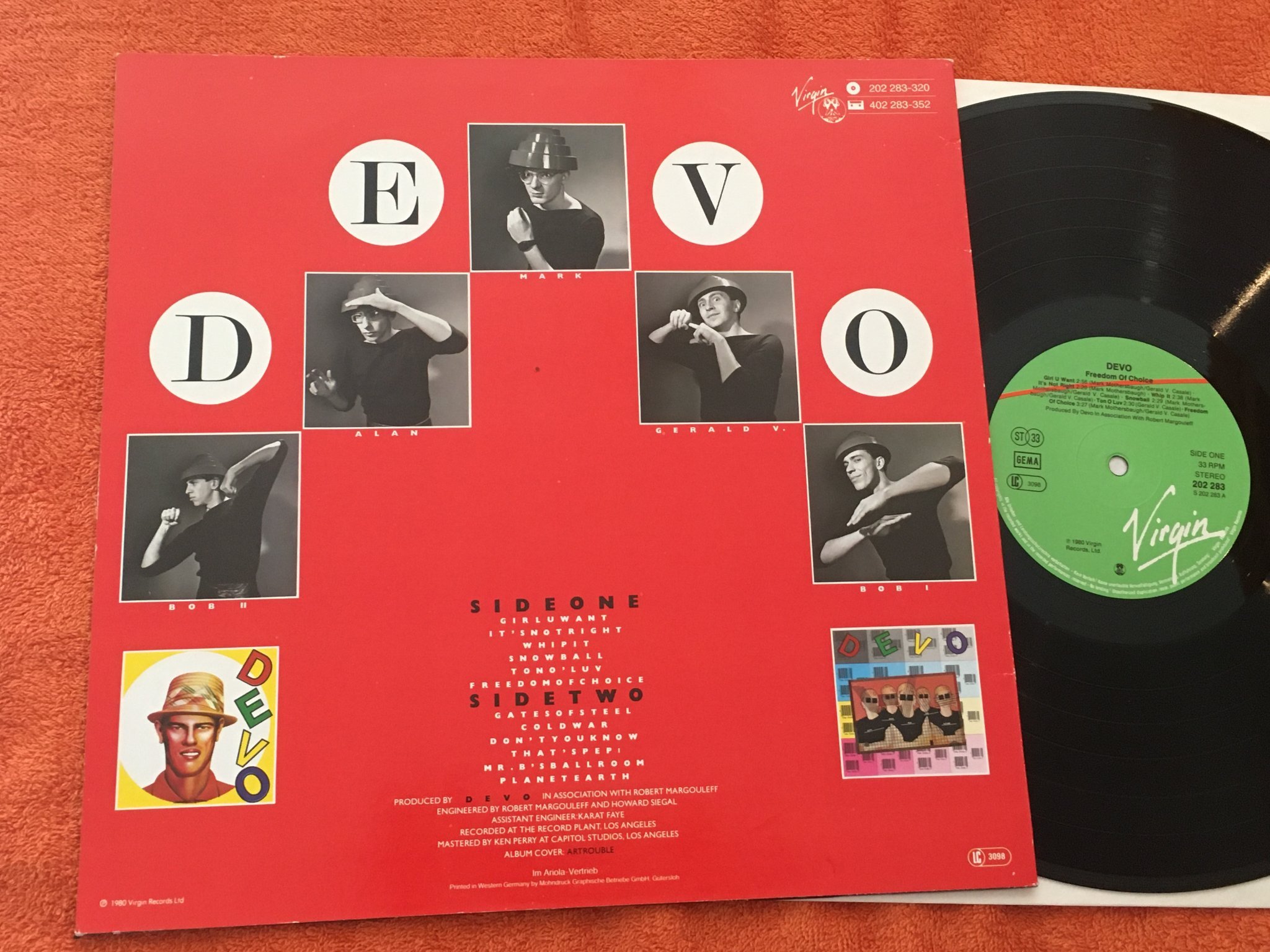 Omslagsbild för skivan DEVO Freedom Of Choice LP -80 Ger VIRGIN 202283