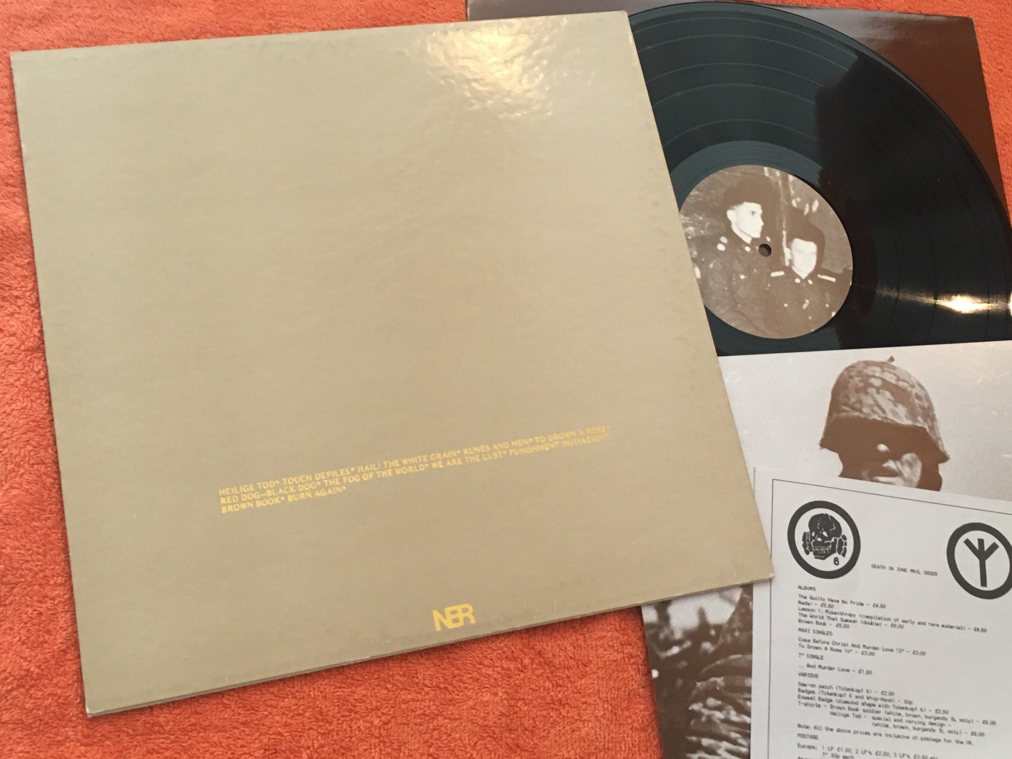 Omslagsbild för skivan DEATH IN JUNE brown book LP -87 UK NEW EUROPEAN RECORDINGS BAD VC11 rare 