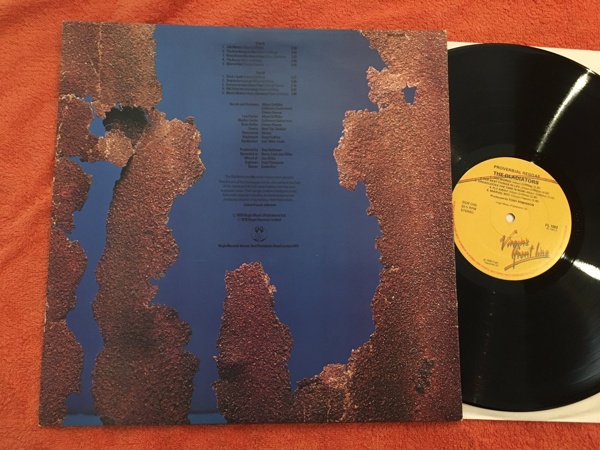 Omslagsbild för skivan THE GLADIATORS proverbial reggae LP -78 UK VIRGIN FL 1002 