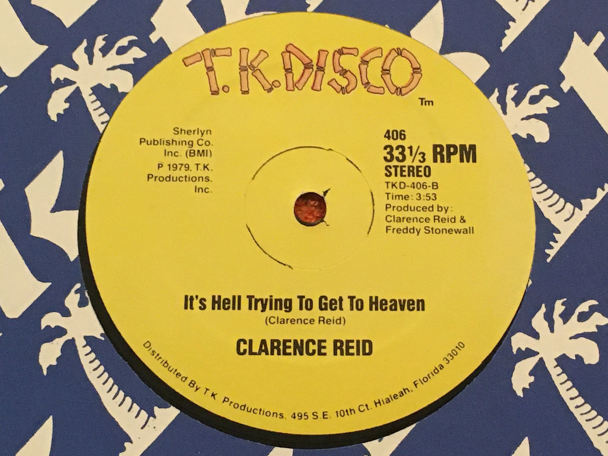 Omslagsbild för skivan CLARENCE REID you get me up 12"single -79 US T.K. DISCO 406