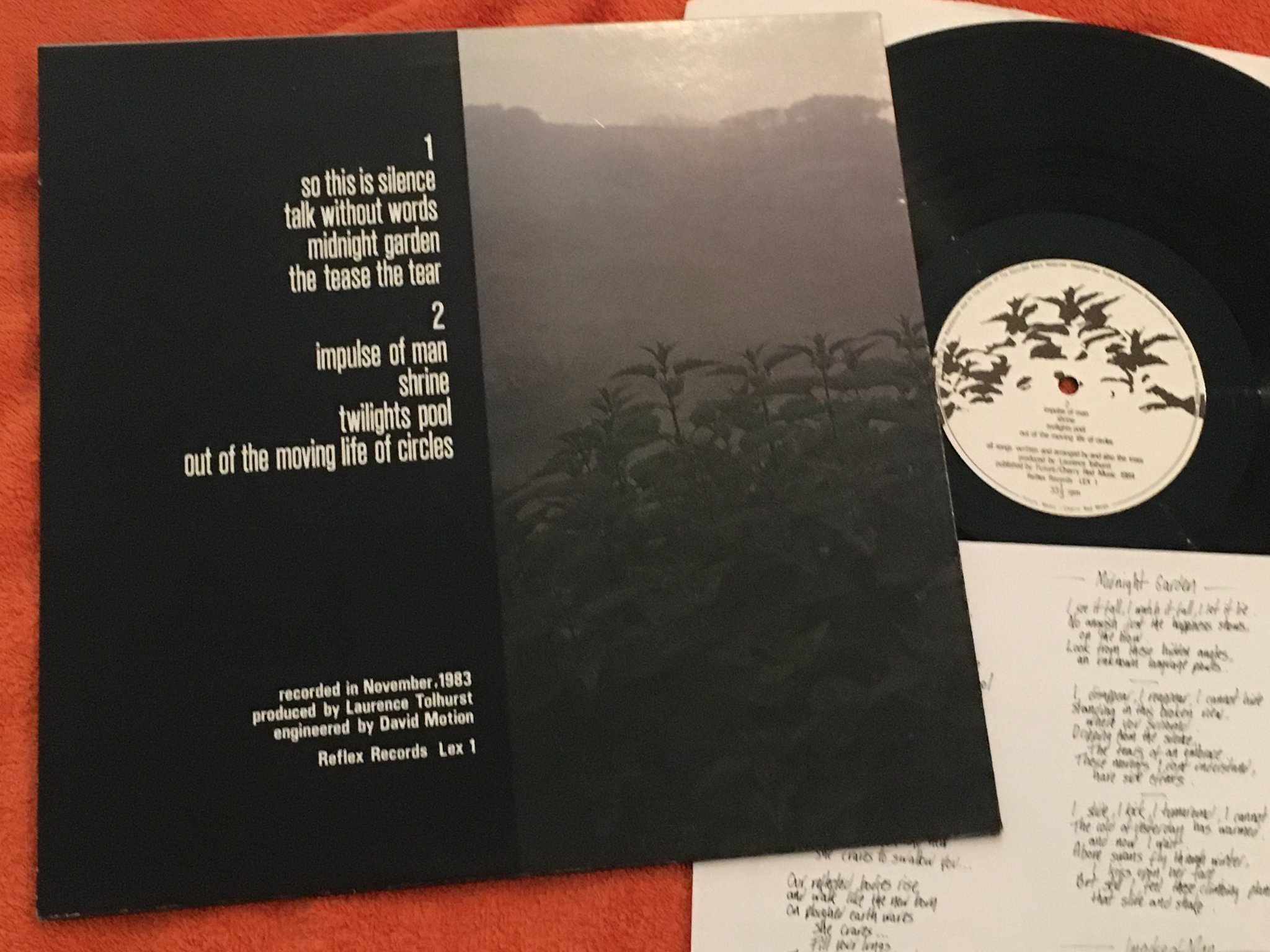 Omslagsbild för skivan AND ALSO THE TREES s/t LP -84 UK REFLEX Lex 1 new wave