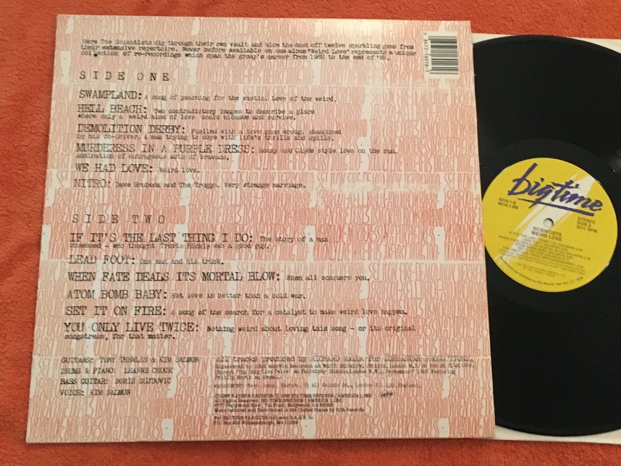 Omslagsbild för skivan SCIENTISTS weird love LP -87 US BIG TIME 6016-1