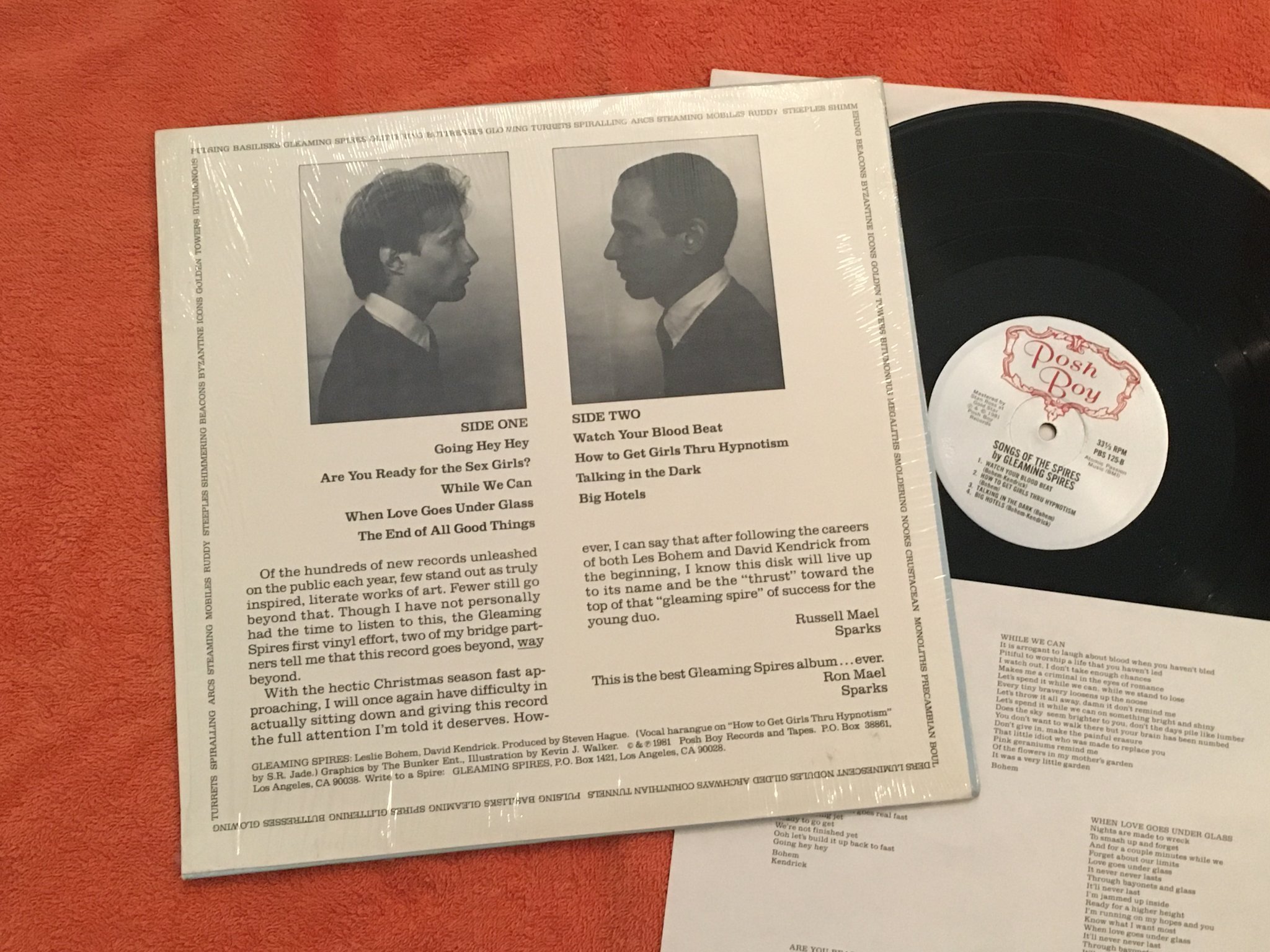 Omslagsbild för skivan GLEAMING SPIRES songs of the spires LP -81 US POSH BOY PBS 125 new wave