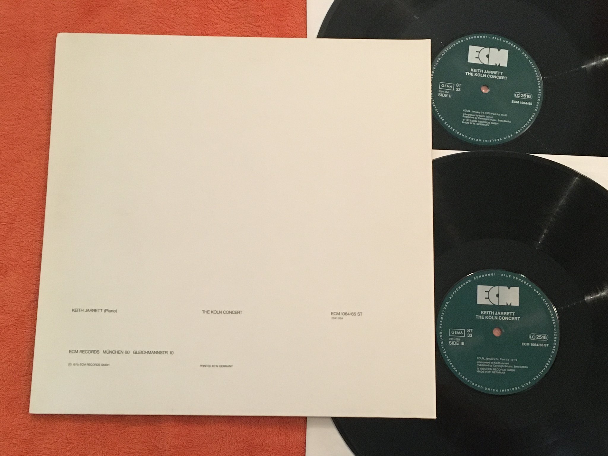 Omslagsbild för skivan KEITH JARRETT the Köln concert 2xLP -75 Ger ECM 1064/65 ST