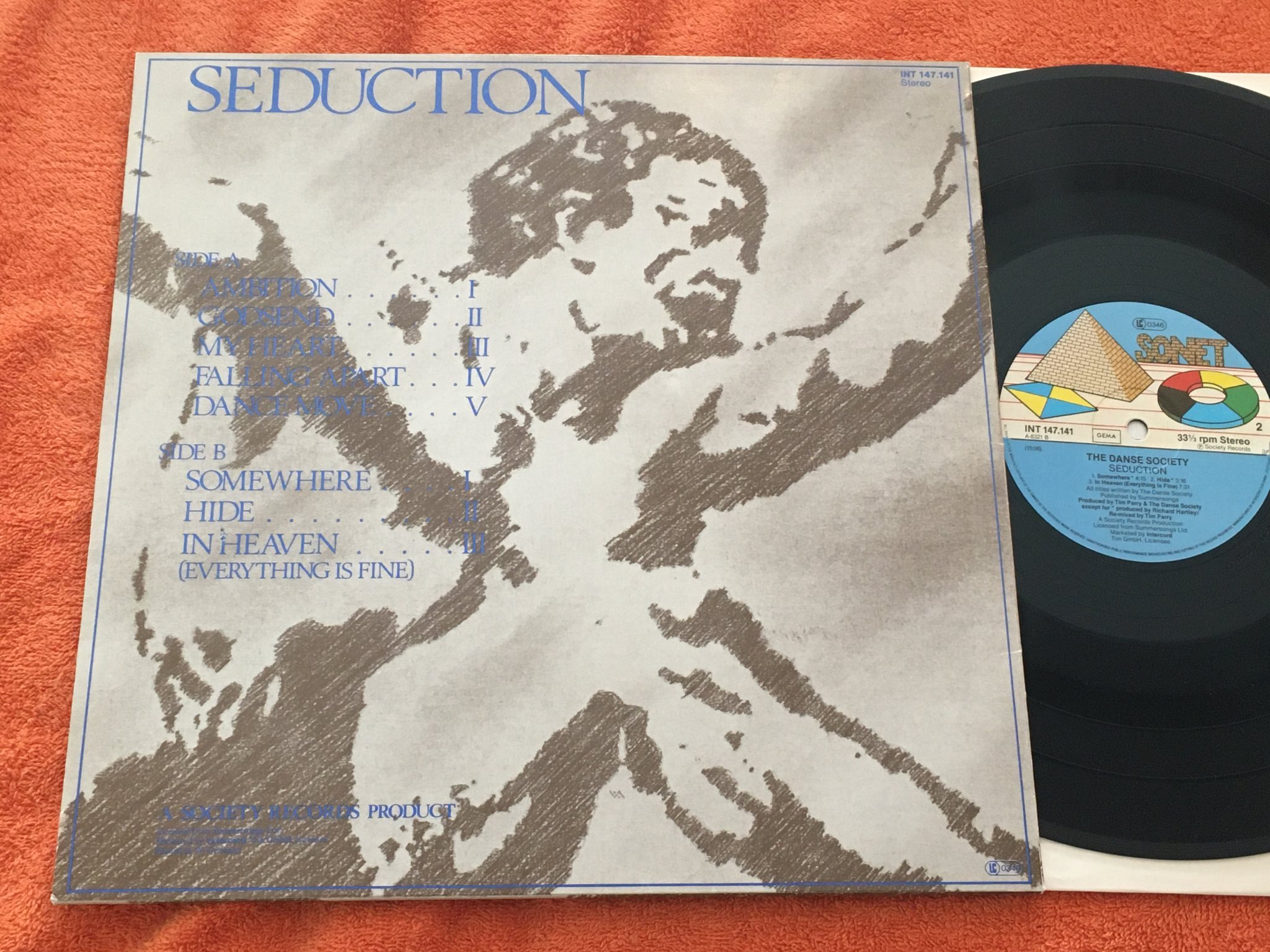 Omslagsbild för skivan THE DANSE SOCIETY seduction LP Ger SONET INT 147.141