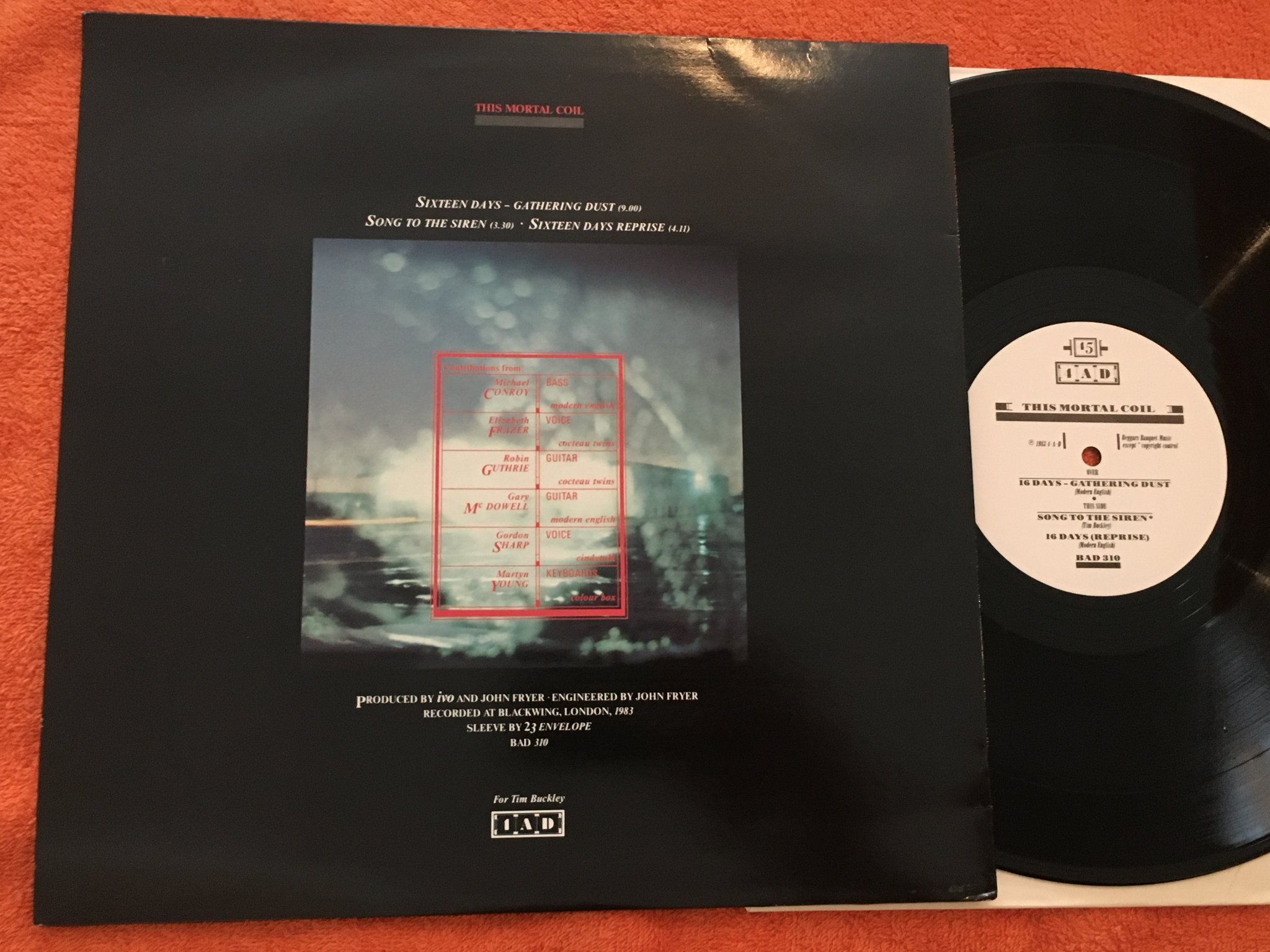 Omslagsbild för skivan THIS MORTAL COIL 16 days12"single -83 UK 4AD BAD 310