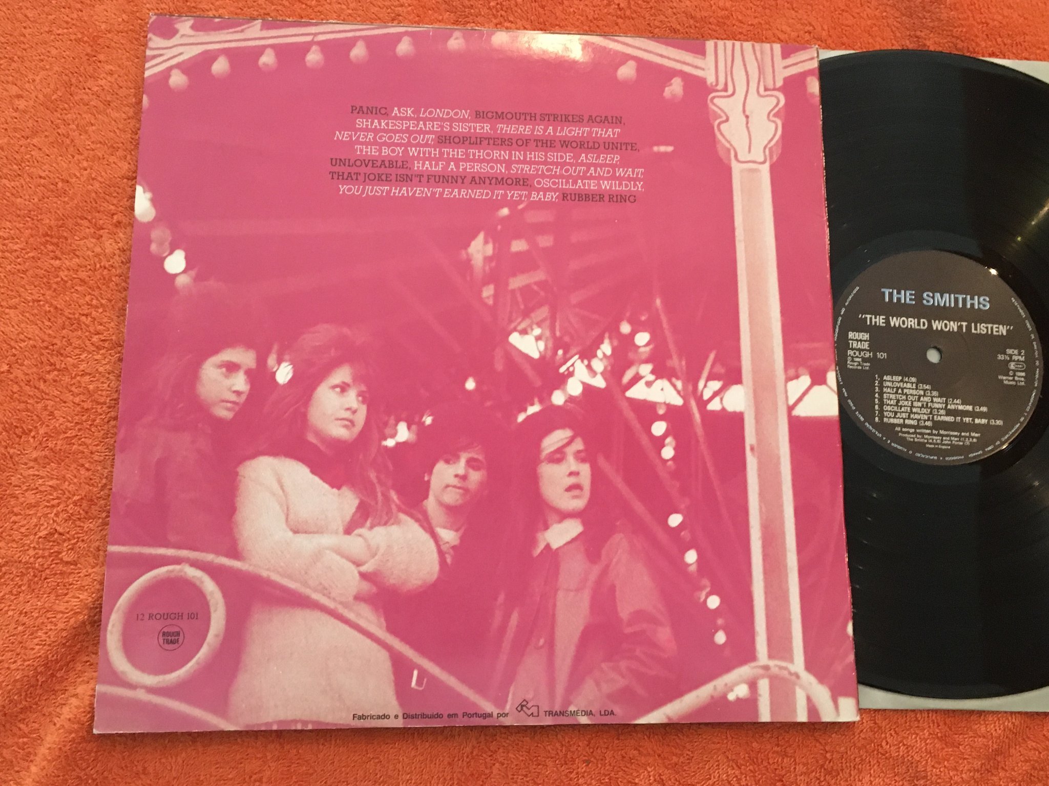 Omslagsbild för skivan THE SMITHS the world won't listen LP -86 ROUGH TRADE ROUGH 101