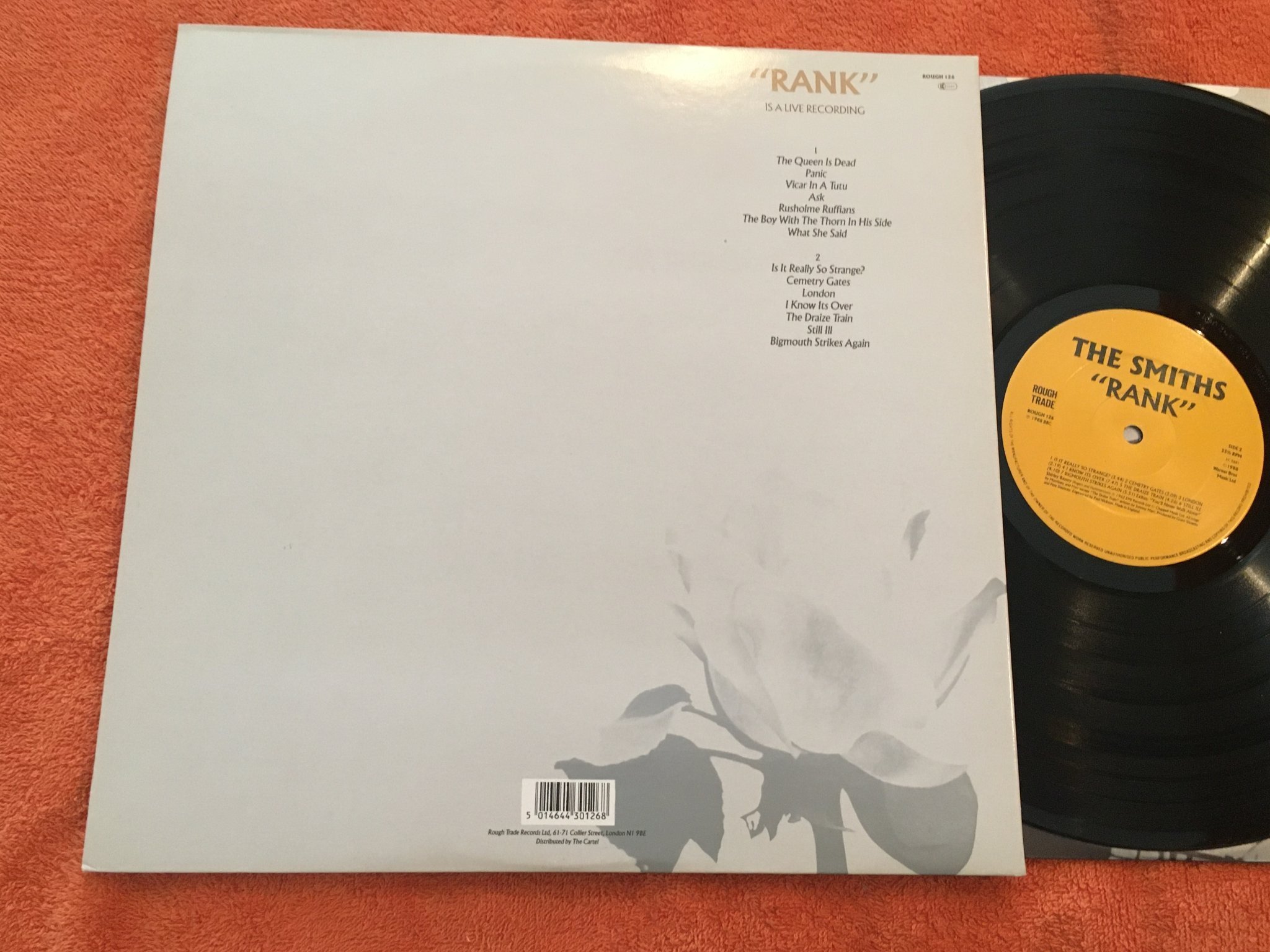 Omslagsbild för skivan THE SMITHS rank LP  -88 ROUGH TRADE ROUGH 126