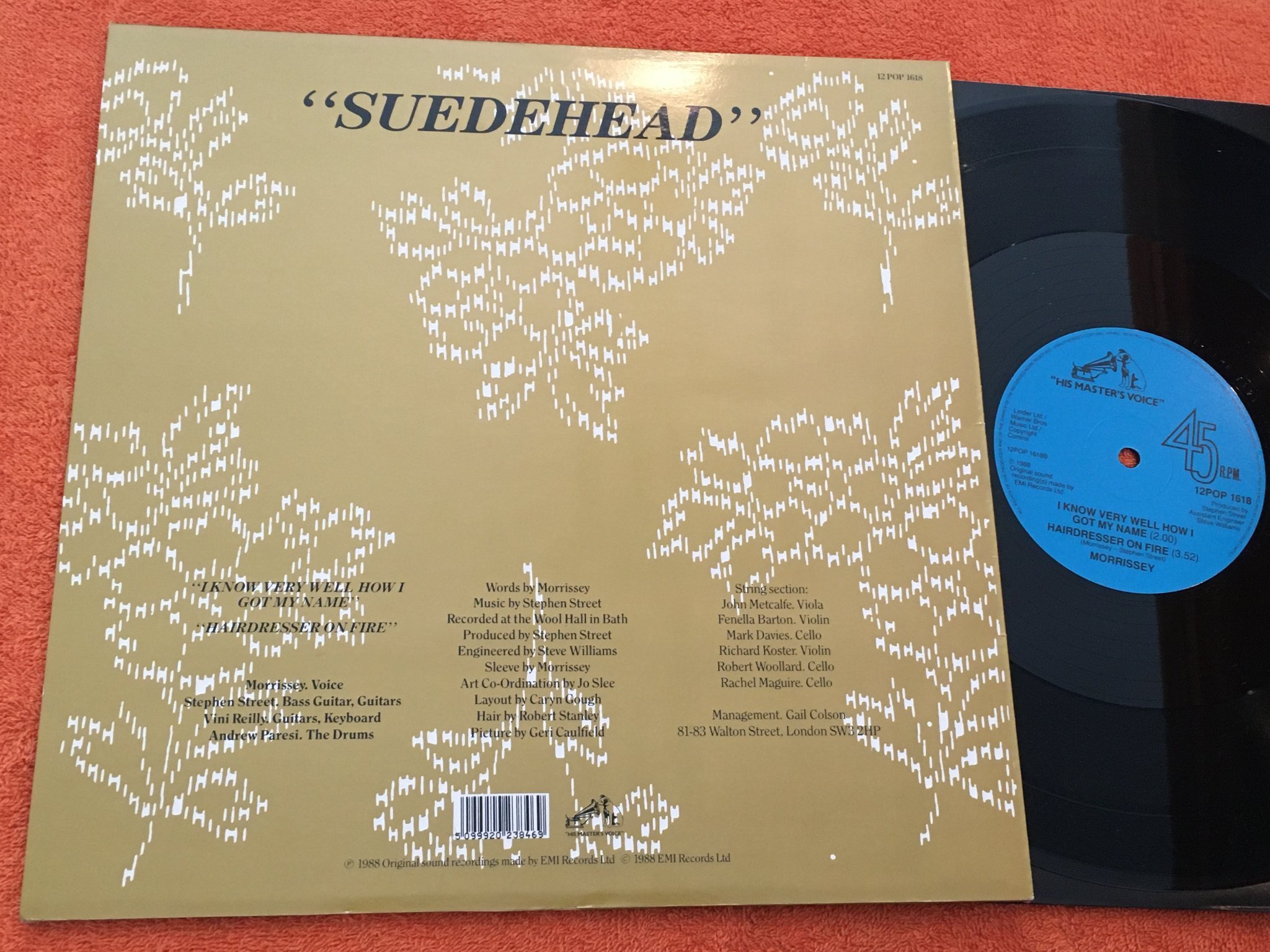 Omslagsbild för skivan MORRISSEY suedehead 12"single -88 HIS MASTER'S VOICE 12POP 1618