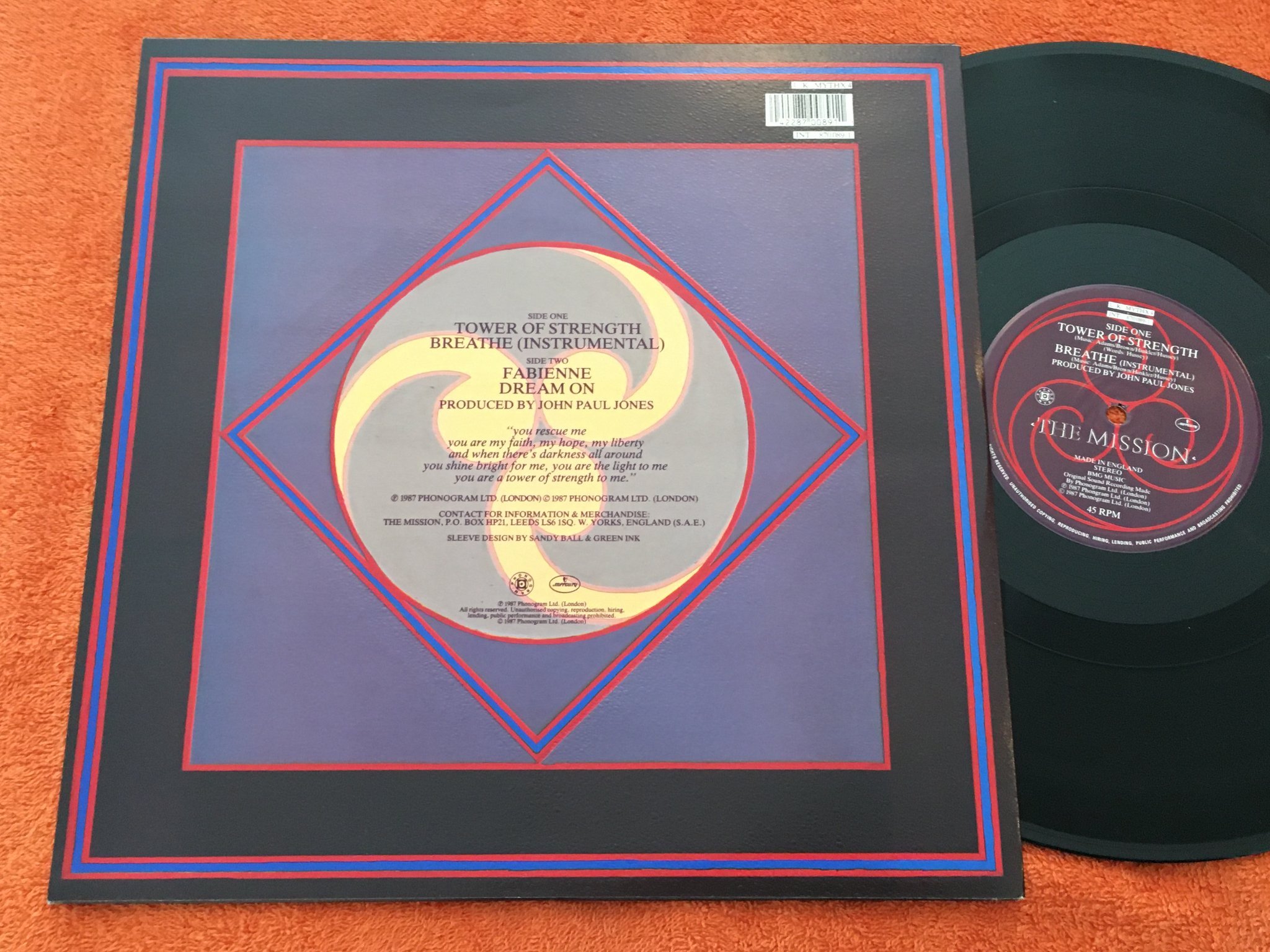 Omslagsbild för skivan THE MISSION tower of strenght 12"single -87 MERCURY MYTHX4