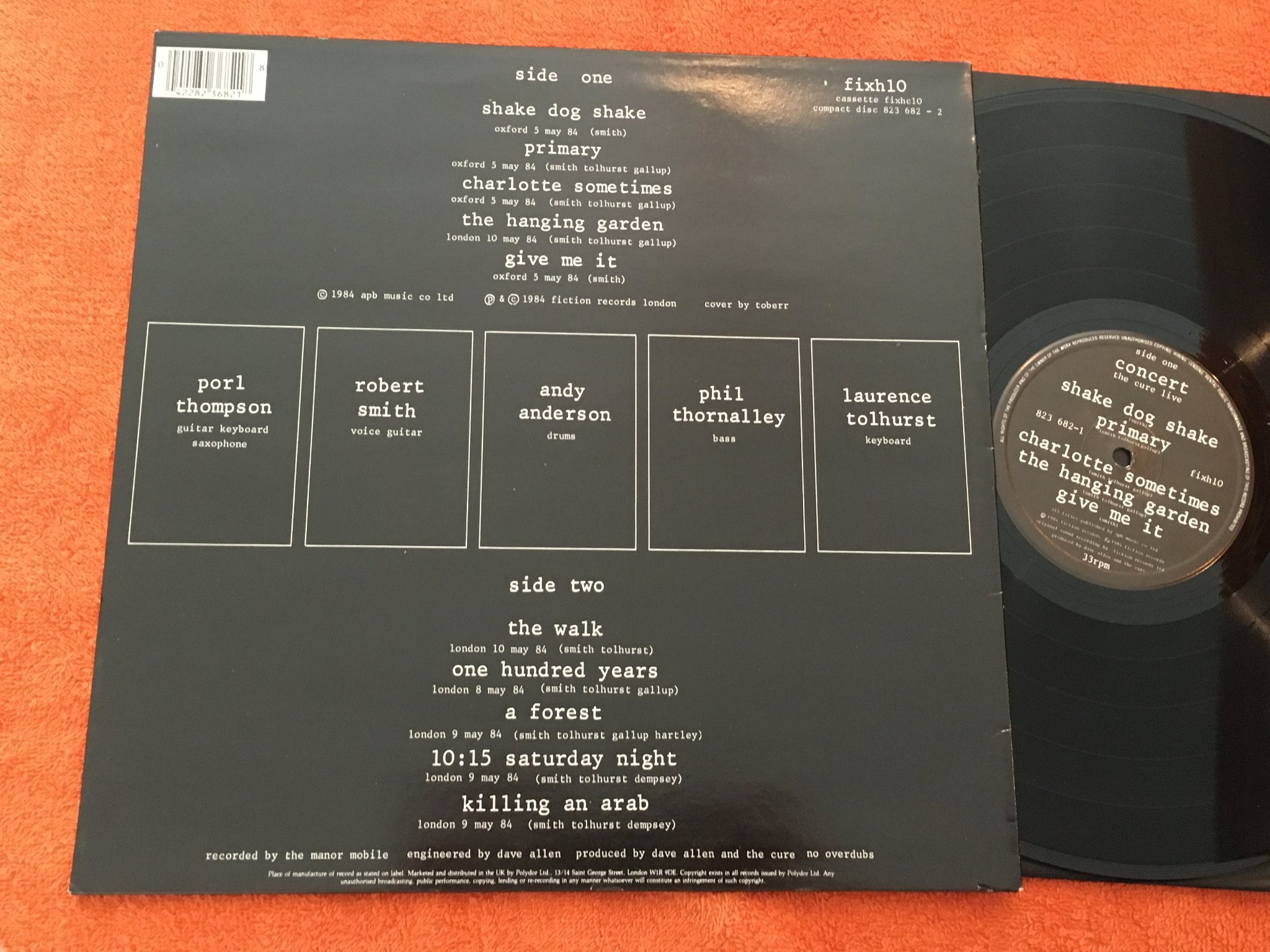 Omslagsbild för skivan THE CURE concert live LP -84 FICTION FIXH10