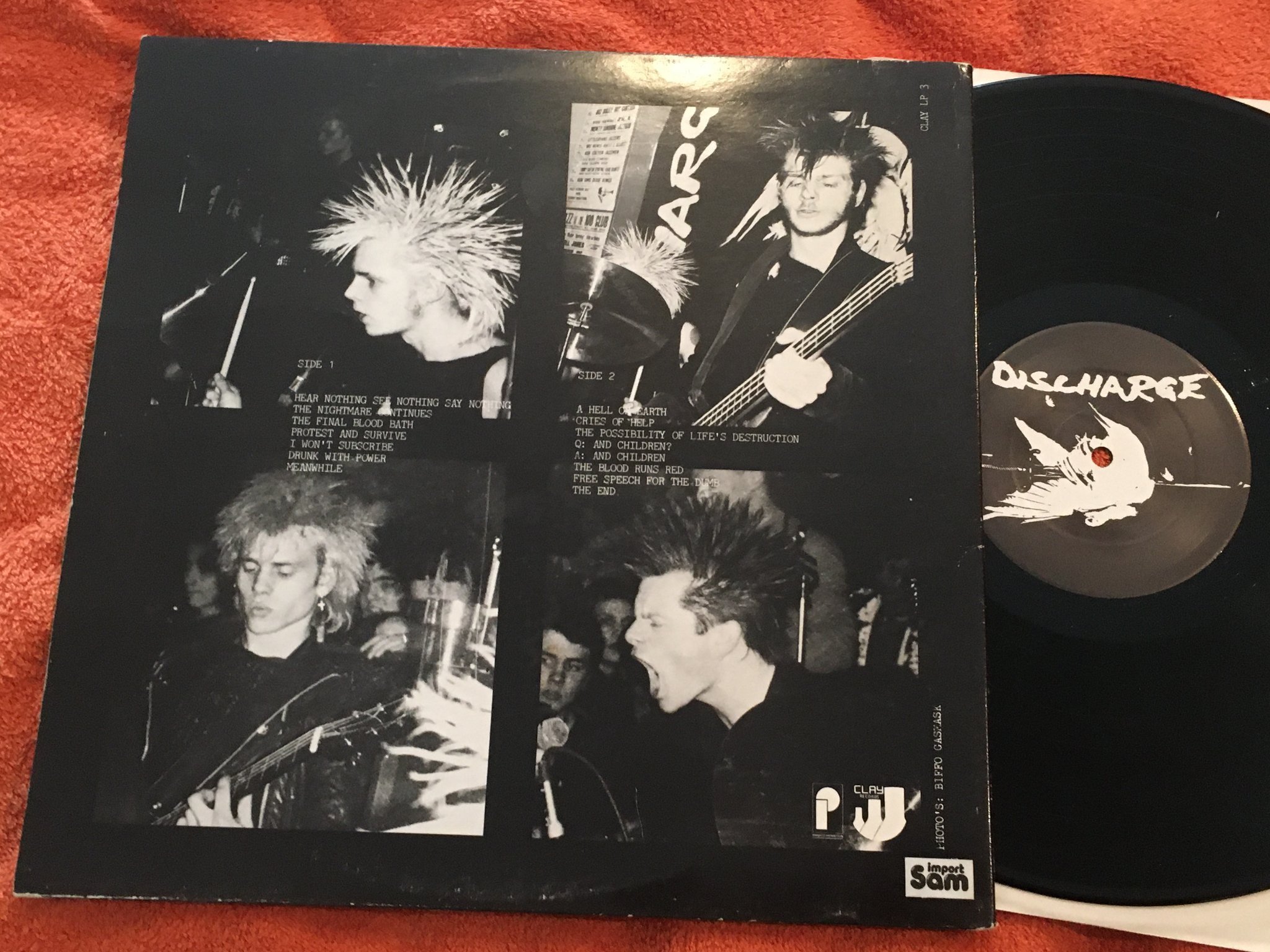 Omslagsbild för skivan DISCHARGE hear nothing see nothing say nothing LP -82 UK CLAY LP 3 