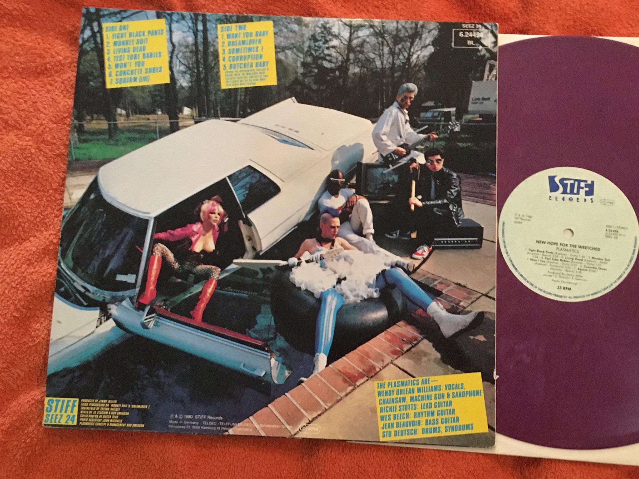 Omslagsbild för skivan PLASMATICS new hope for the wretched LP -80 Ger STIFF 624496 purple marble vinyl