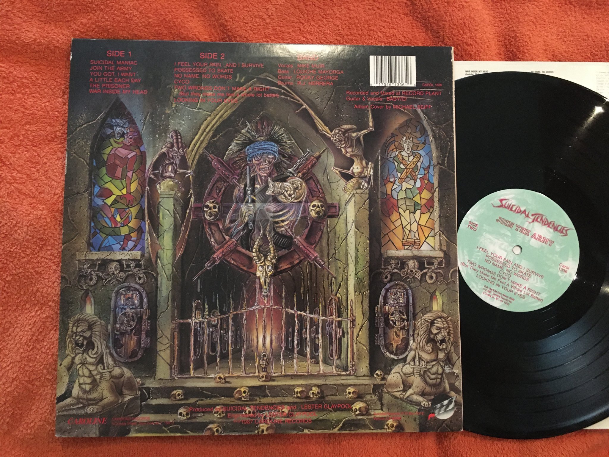 Omslagsbild för skivan SUICIDAL TENDENCIES join the army LP -87 CAROLINE CAROL 1336