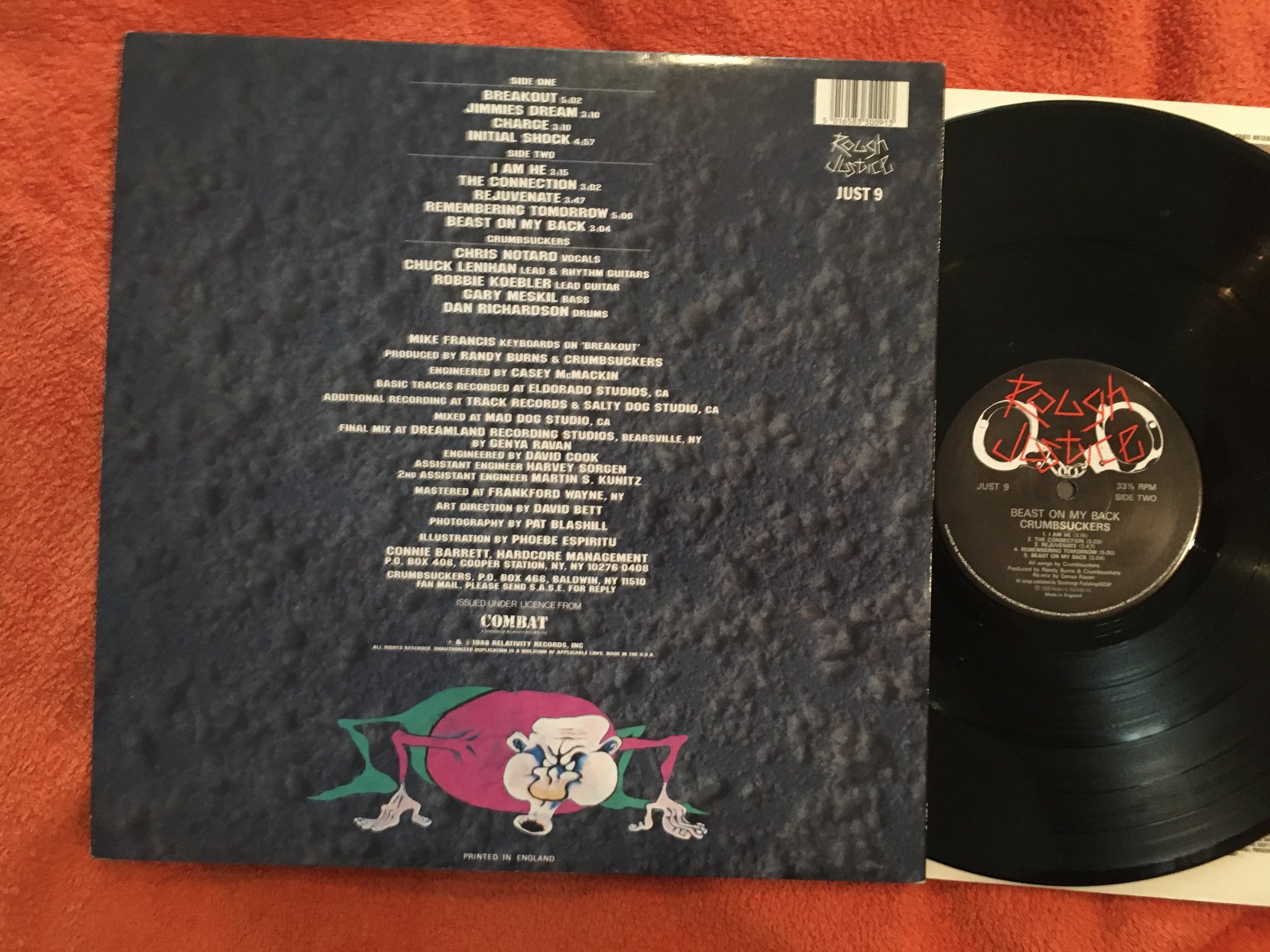Omslagsbild för skivan CRUMBSUCKERS beast on my back LP -88 ROUGH JUSTICE JUST 9