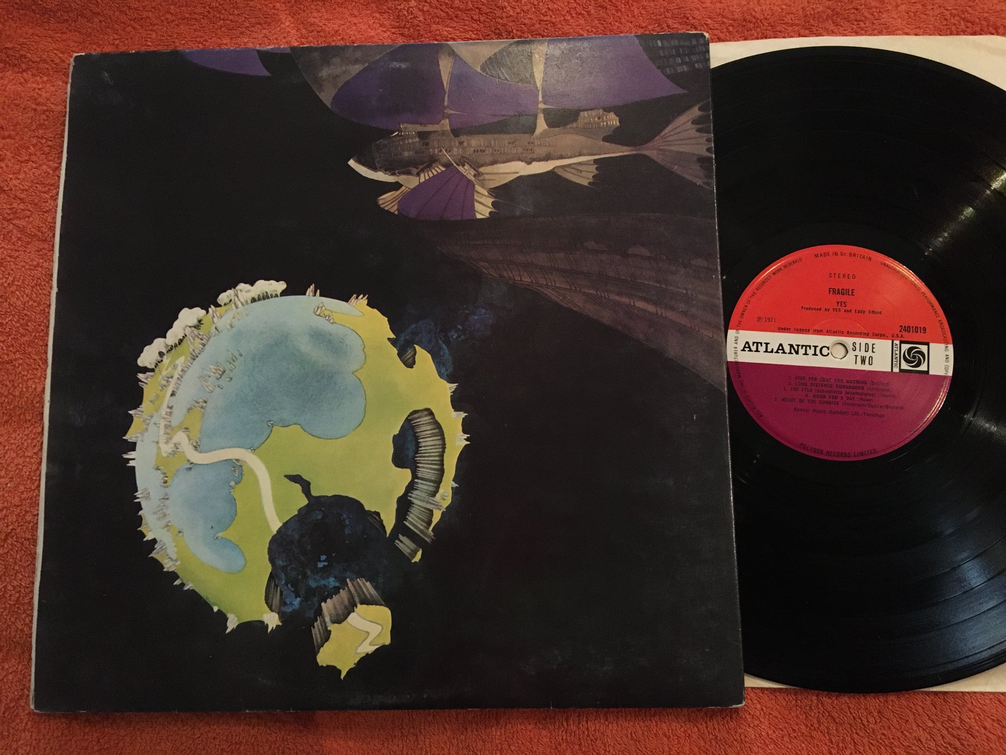 Omslagsbild för skivan YES fragile LP -71 UK ATLANTIC 1st PRESS 2401019