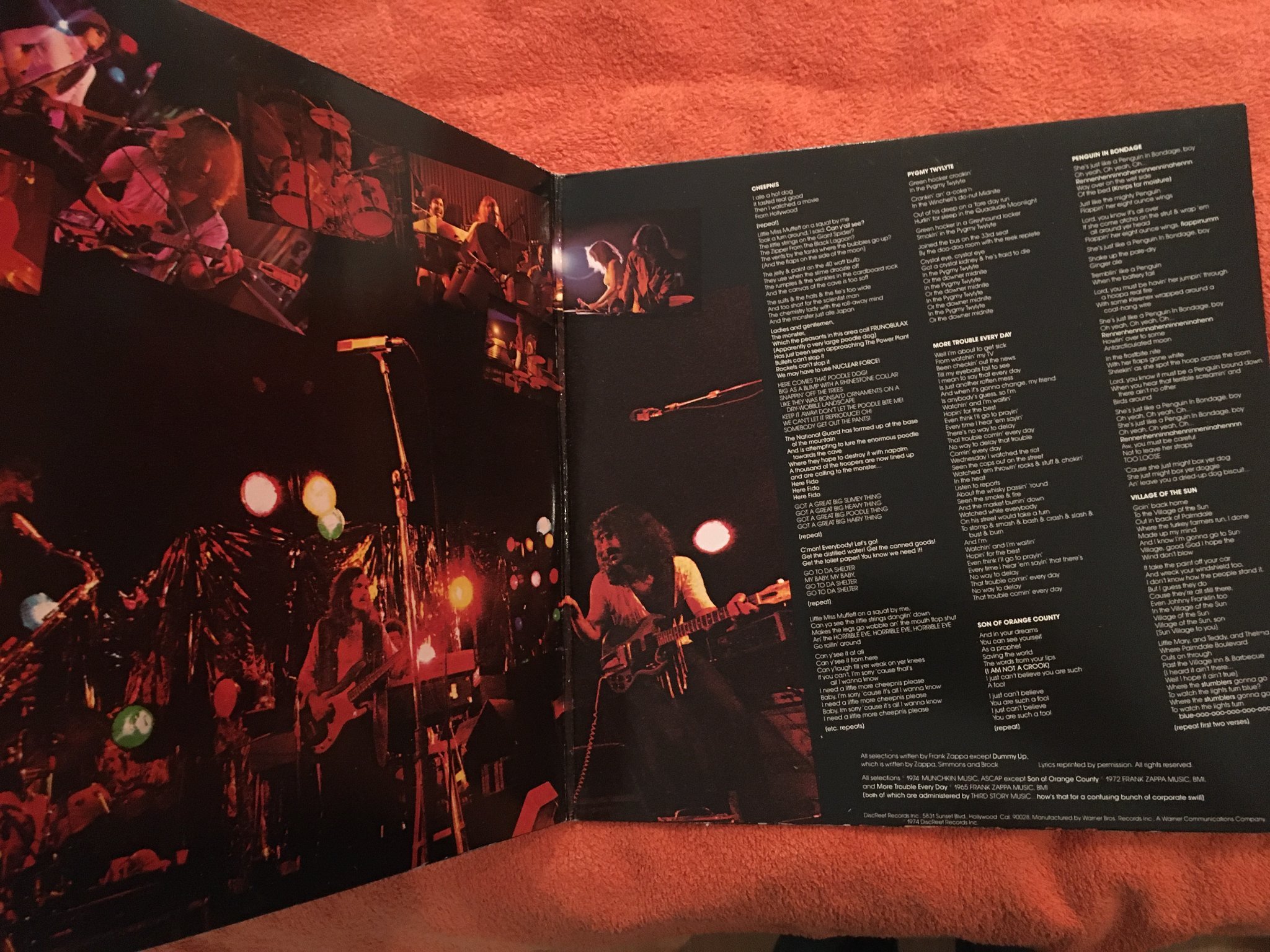 Omslagsbild för skivan FRANK ZAPPA & THE MOTHERS roxy and elsewhere LP -74 Fra DISCREET NO 69201