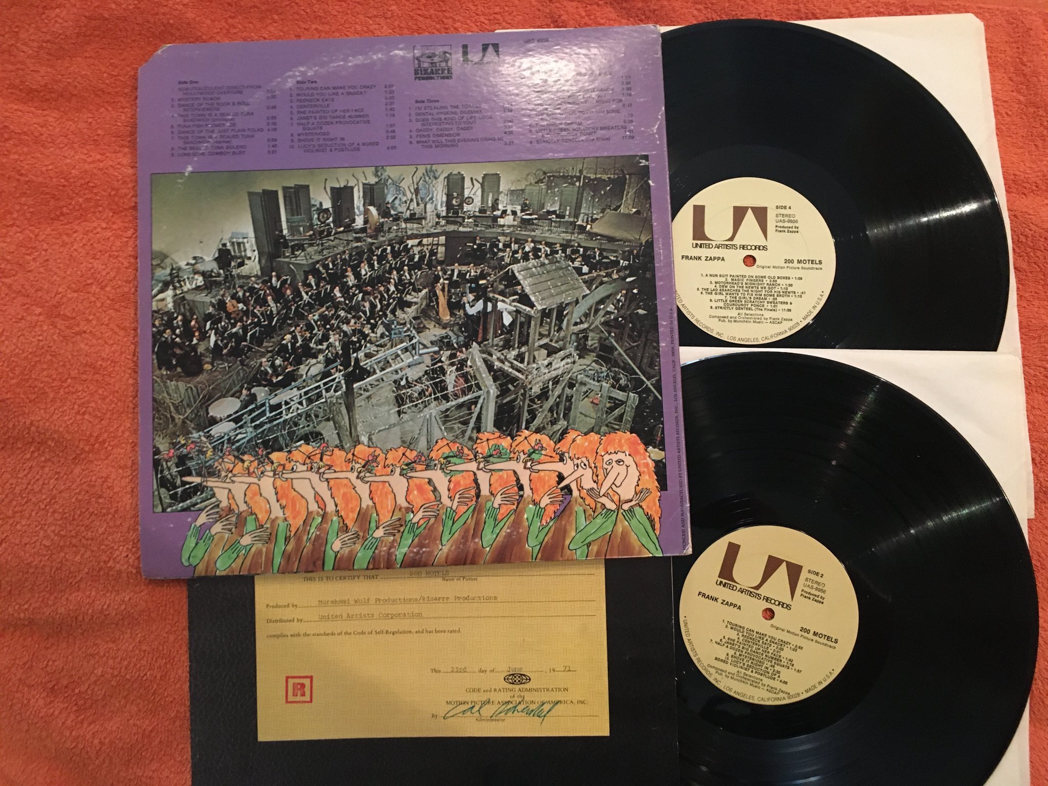 Omslagsbild för skivan FRANK ZAPPA & THE MOTHERS 200 motels 2xLP US UNITED ARTISTS UAS 9956