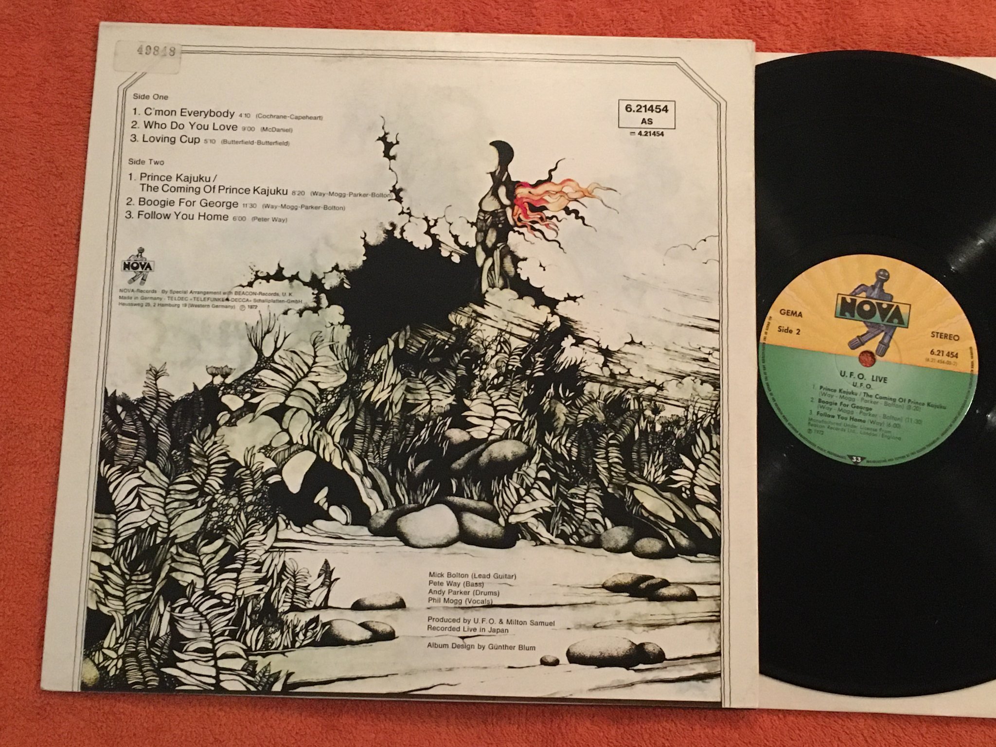 Omslagsbild för skivan UFO live LP -72 NOVA 6.21.454 