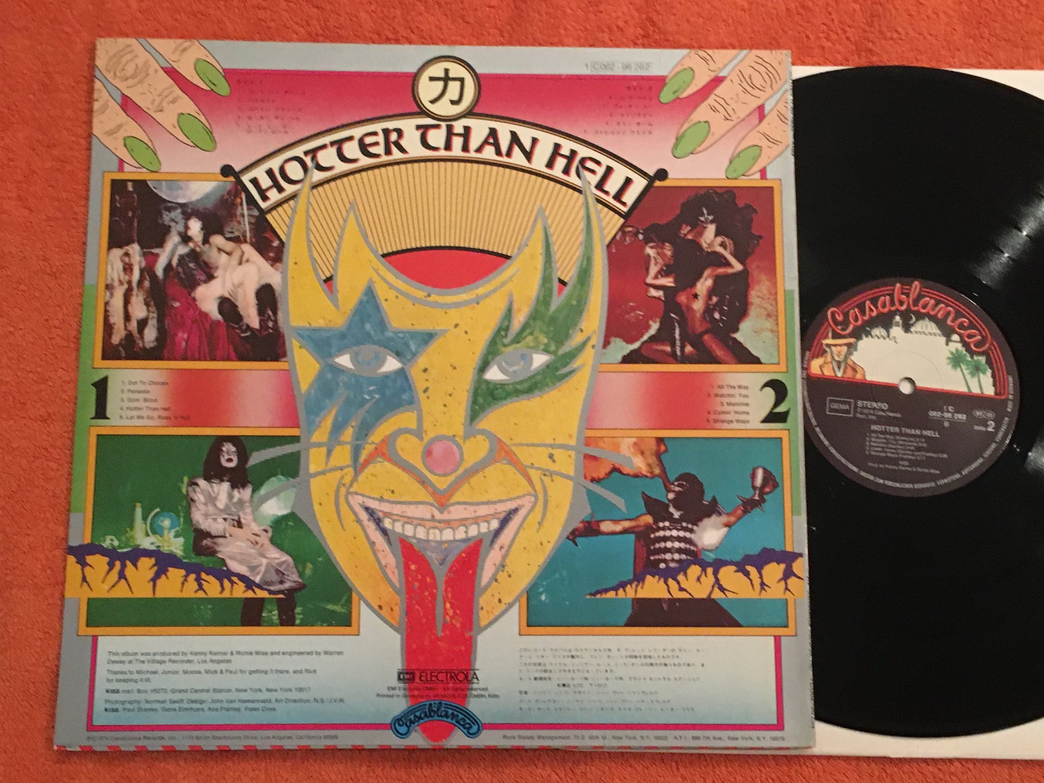 Omslagsbild för skivan KISS hotter than hell LP -74 Ger CASABLANCA 1C 062-96262