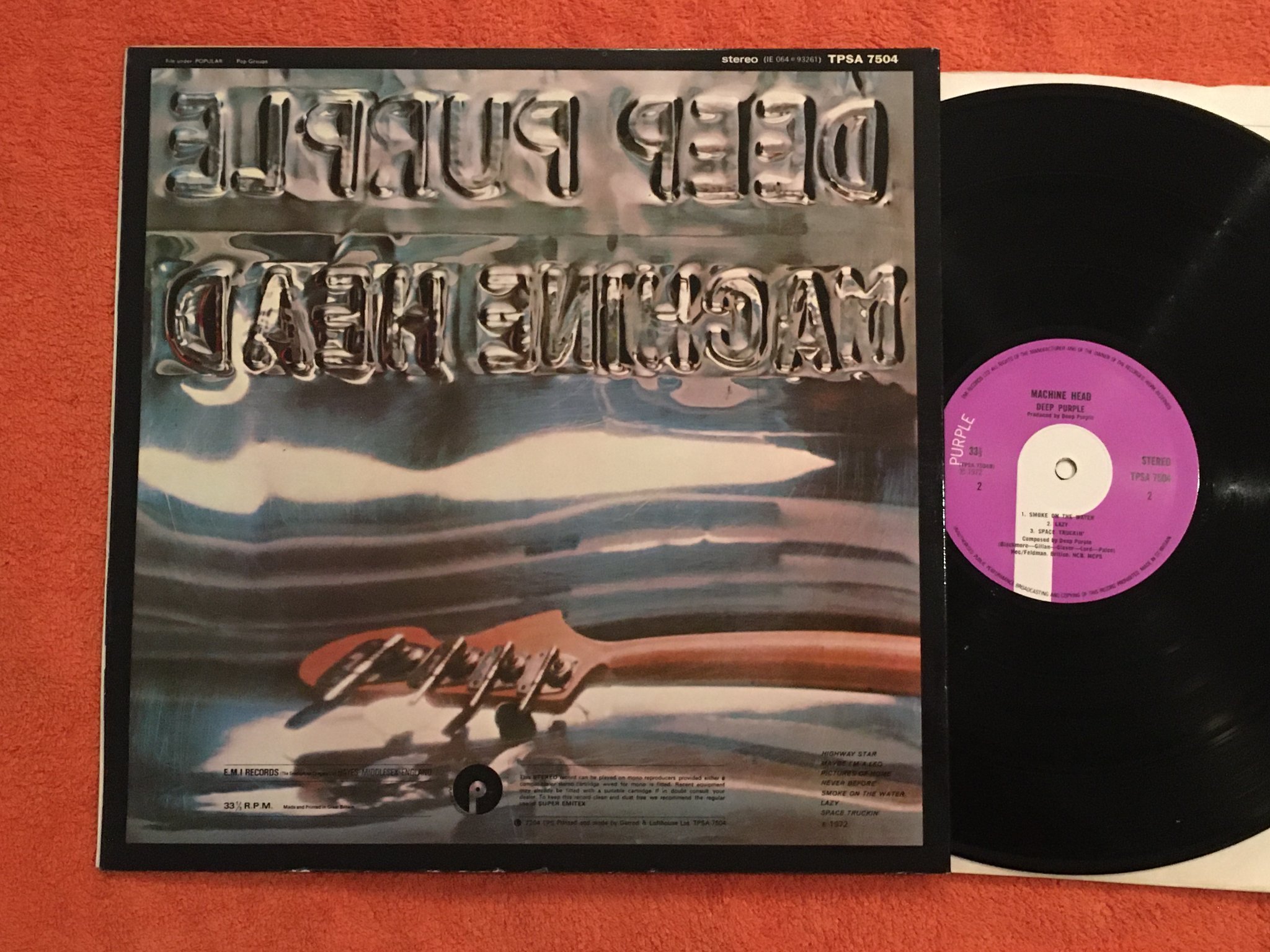 Omslagsbild för skivan DEEP PURPLE machine head LP -72 UK PURPLE TPSA 7504