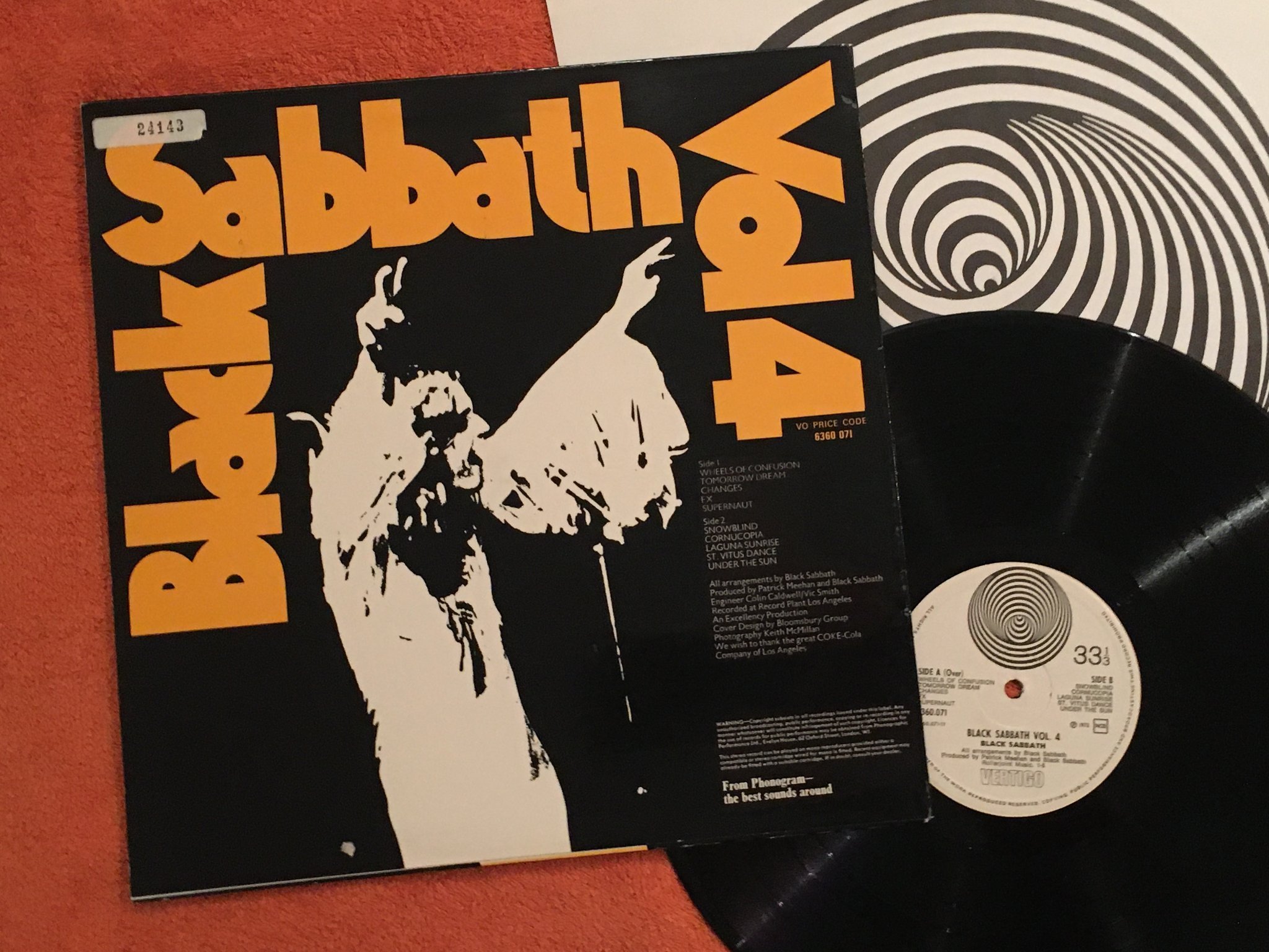 Omslagsbild för skivan IBLACK SABBATH vol 4 LP -72 VERTIGO large swirl 6360071 coolaste innern
