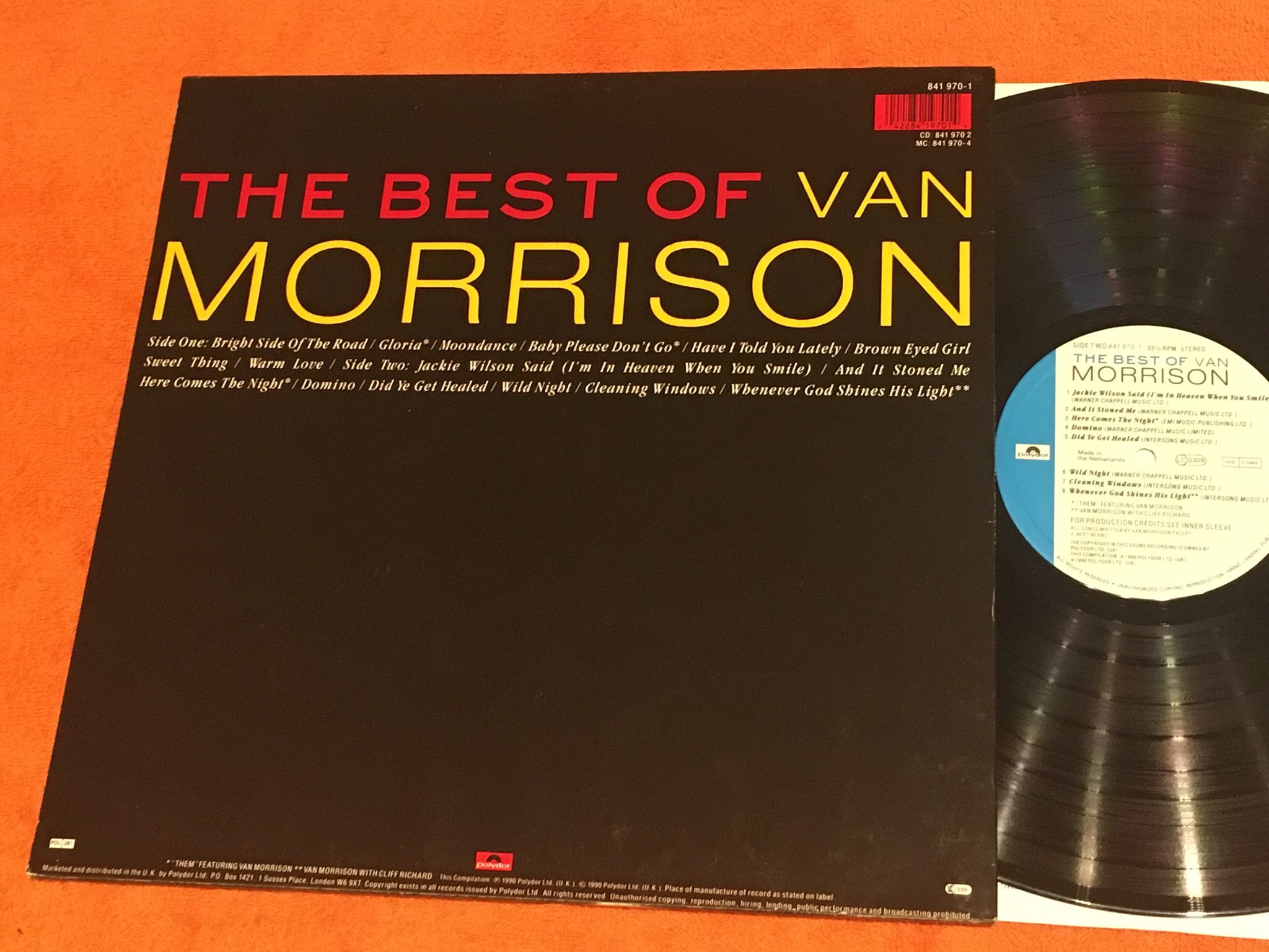 Omslagsbild för skivan VAN MORRISON the best of LP -90 EU POLYDOR 841 970-2 rare!
