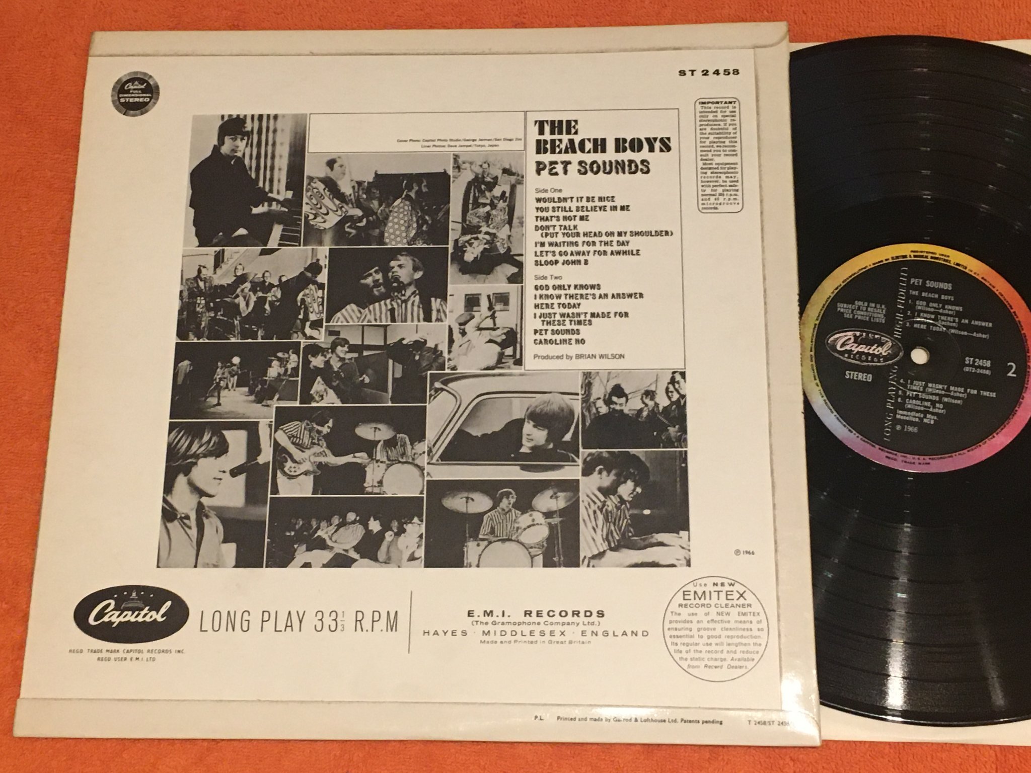 Omslagsbild för skivan THE BEACH BOYS pet sounds LP -66 UK CAPITOL ST 2458 klassiker !