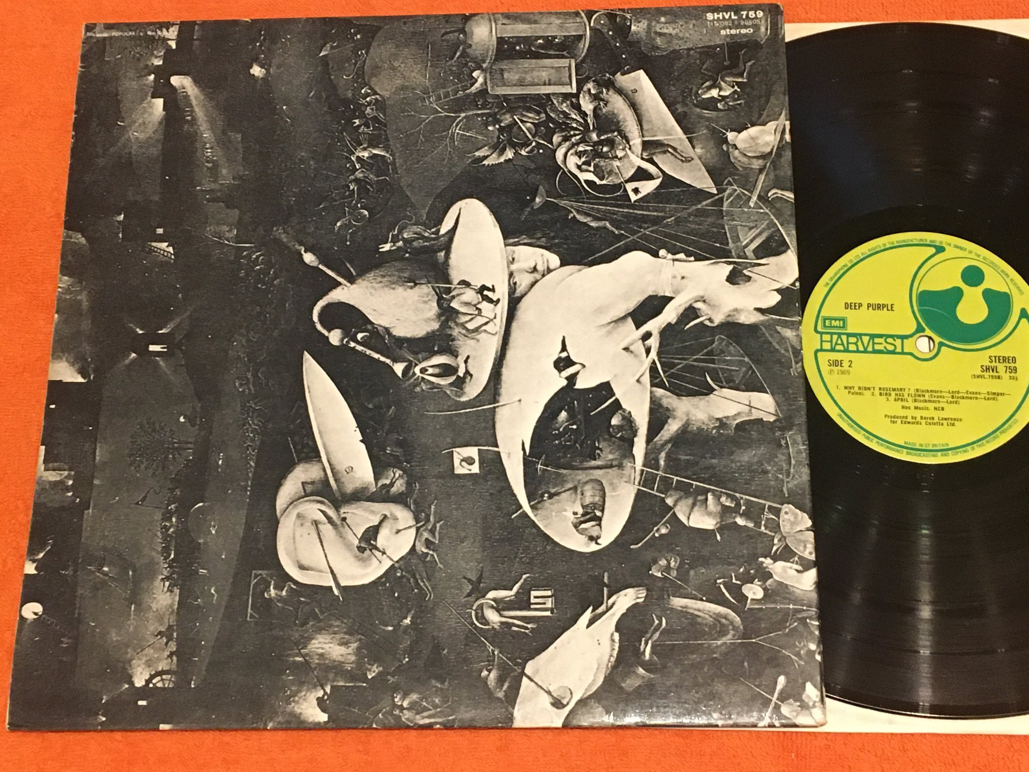 Omslagsbild för skivan DEEP PURPLE s/t LP -69/7? UK HARVEST SHVL 759