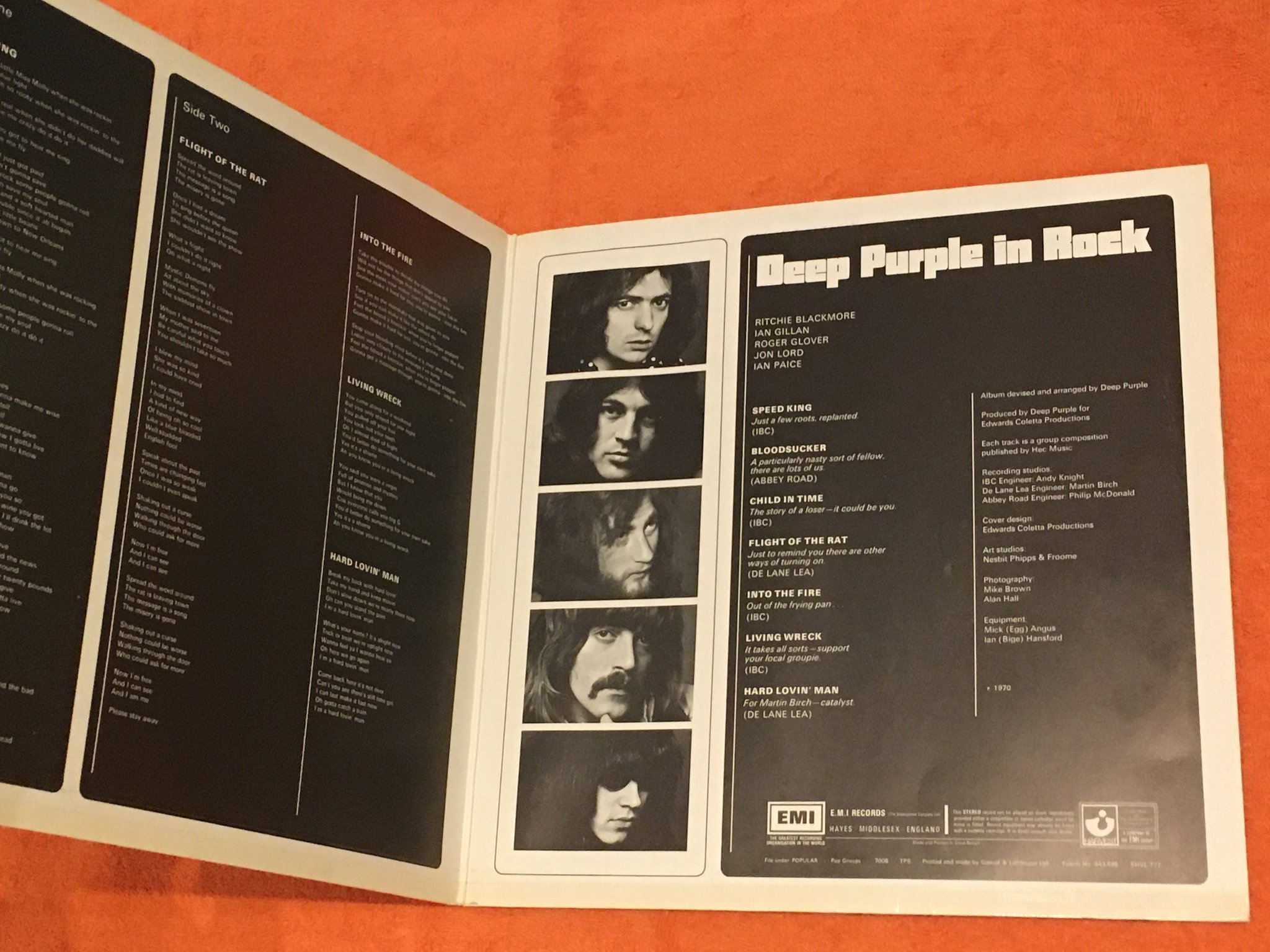 Omslagsbild för skivan DEEP PURPLE Deep Purple In Rock LP —70/71 UK HARVEST SHVL 777