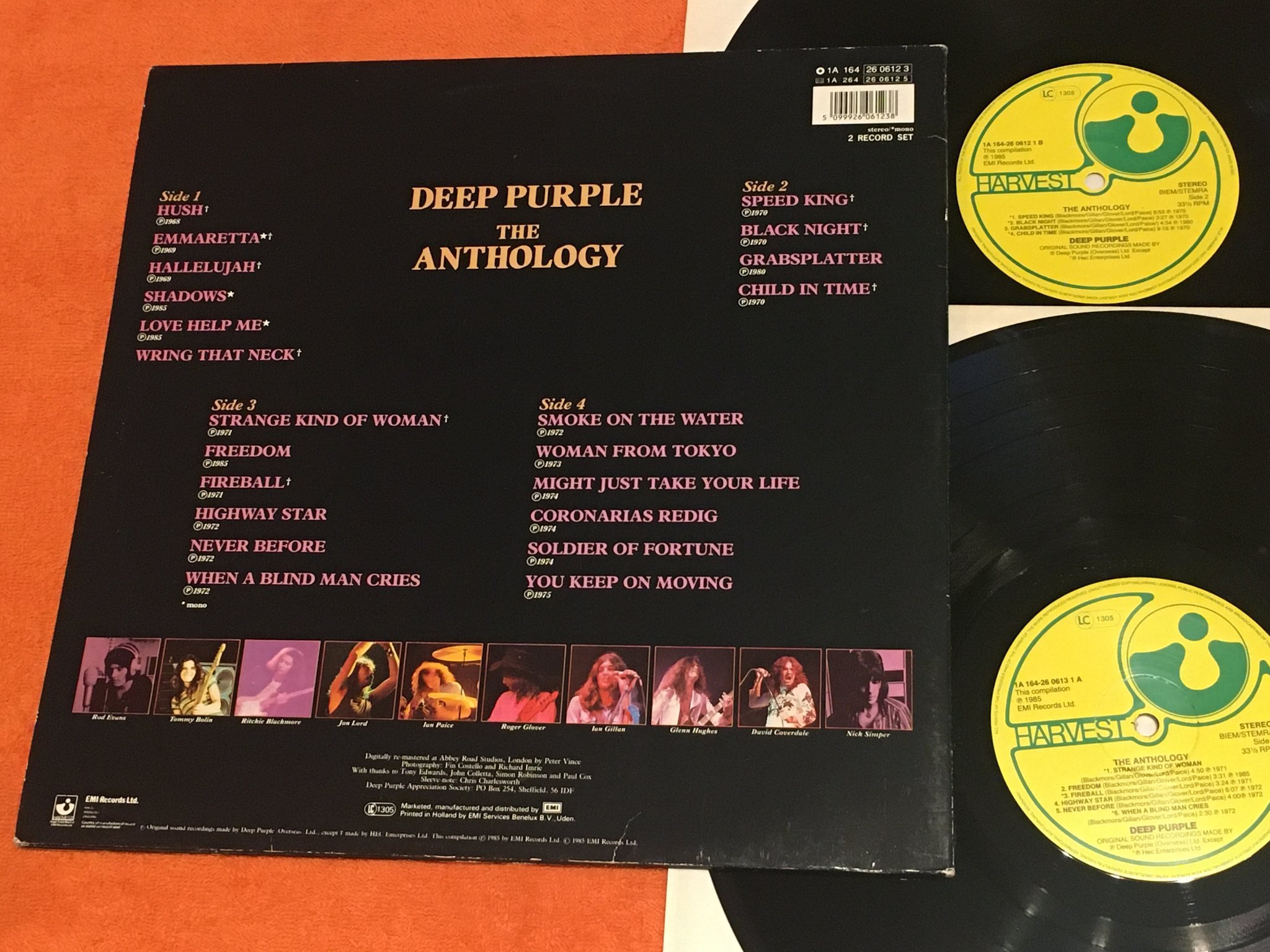 Omslagsbild för skivan DEEP PURPLE the anthology 2xLP -85 Hol HARVEST 1A 164-26 0612 3