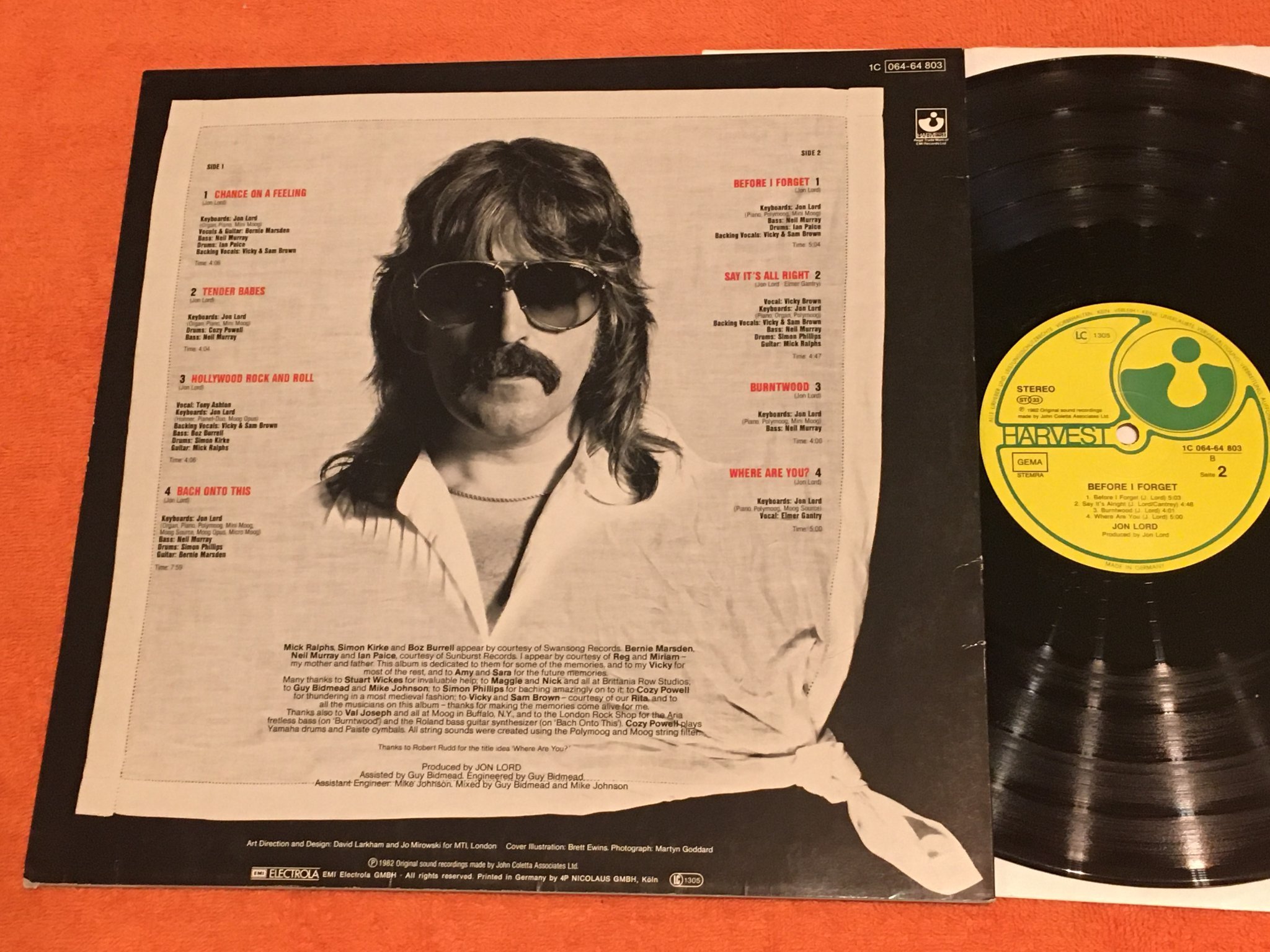 Omslagsbild för skivan JON LORD before I get LP -82 Ger HARVEST 1C 064-64 803