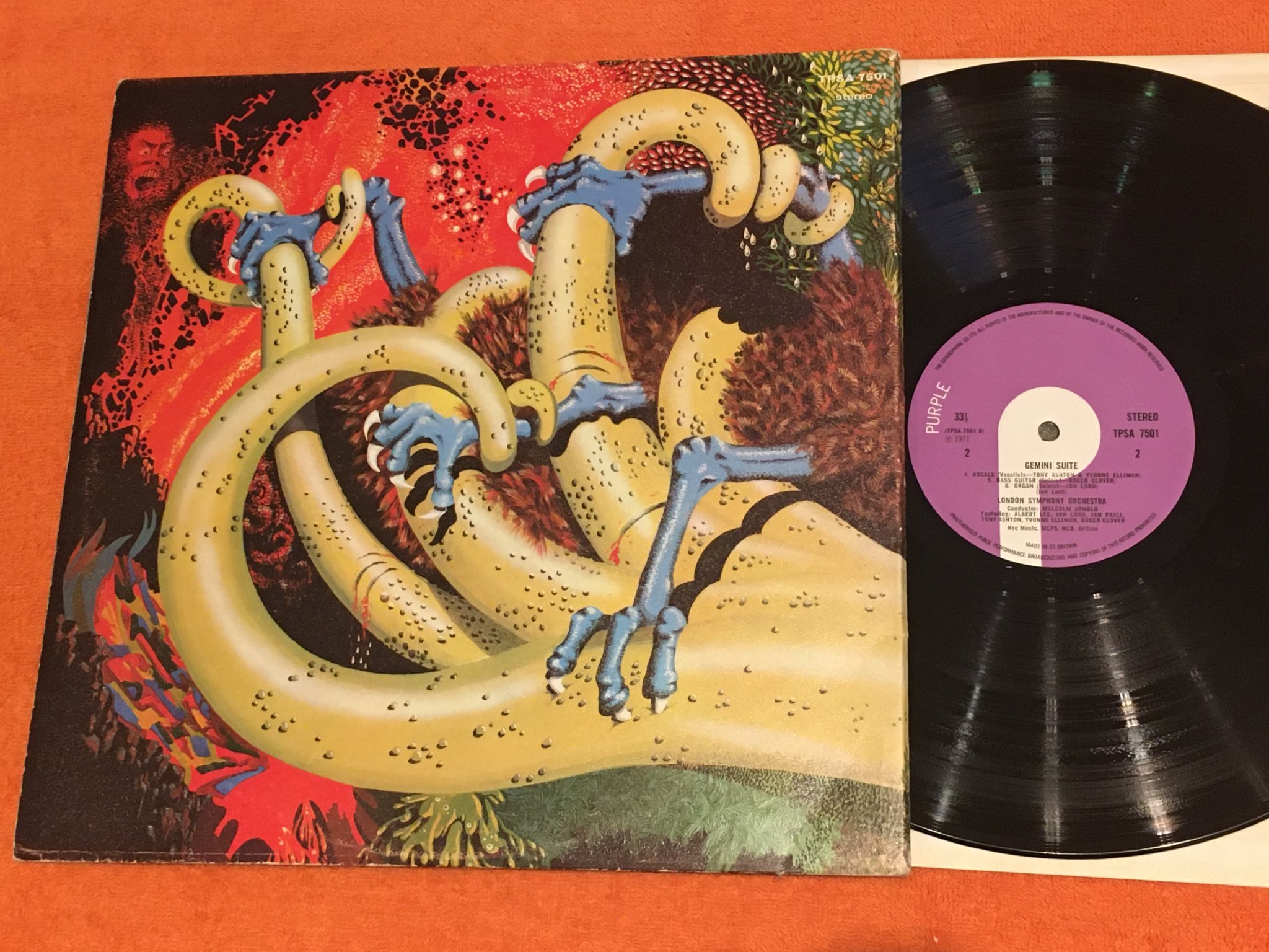 Omslagsbild för skivan JON LORD & LSO gemini LP -71 UK PURPLE TPSA 7501