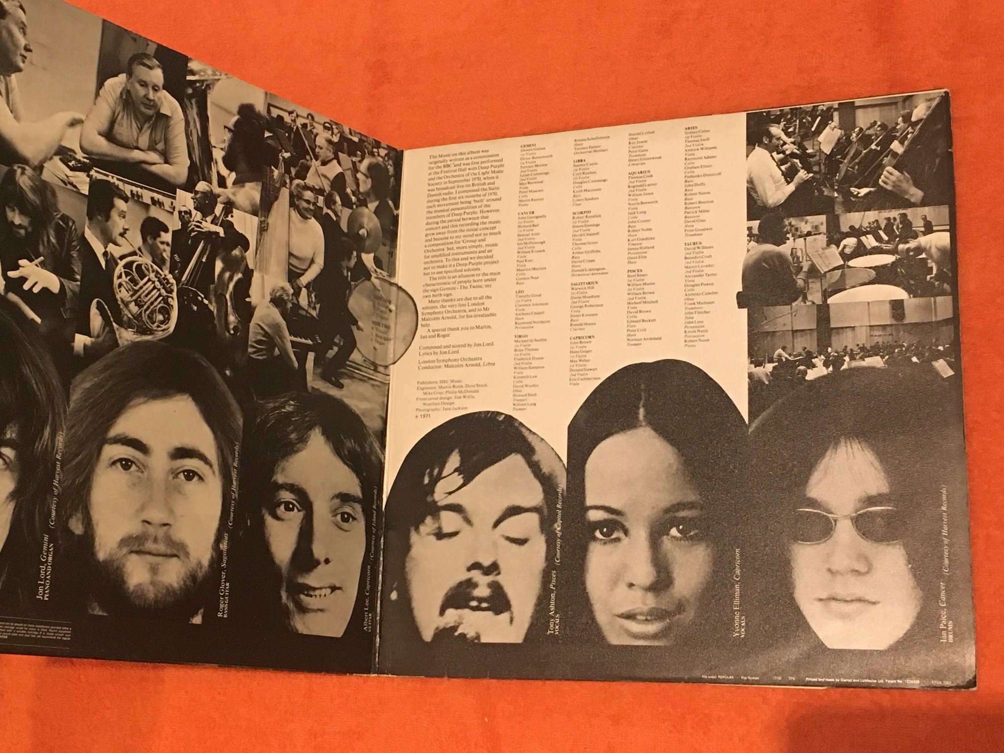 Omslagsbild för skivan JON LORD & LSO gemini LP -71 UK PURPLE TPSA 7501