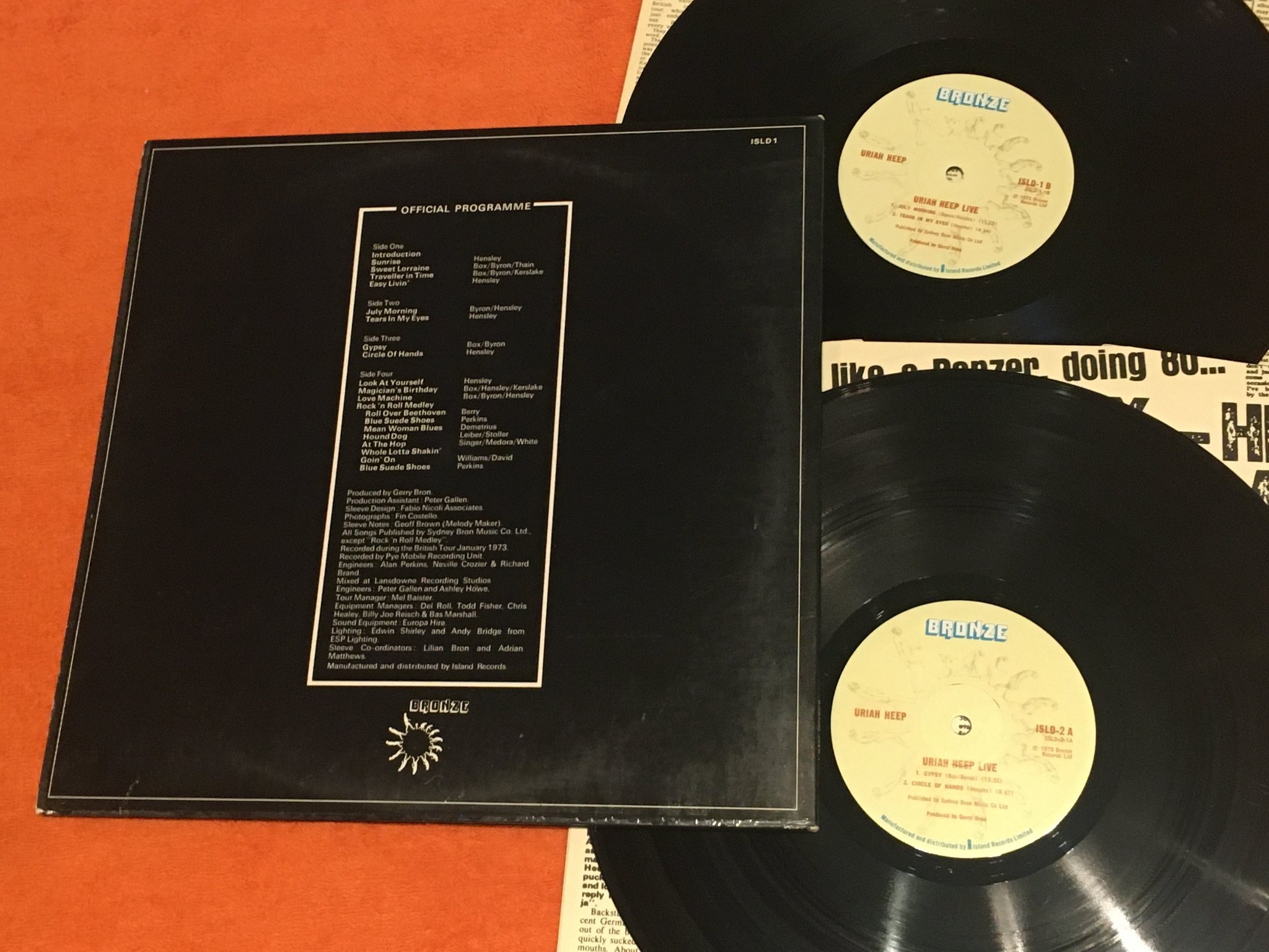 Omslagsbild för skivan URIAH HEEP Uriah Heep Live 2xLP -73 UK BROZE ISLD 1 