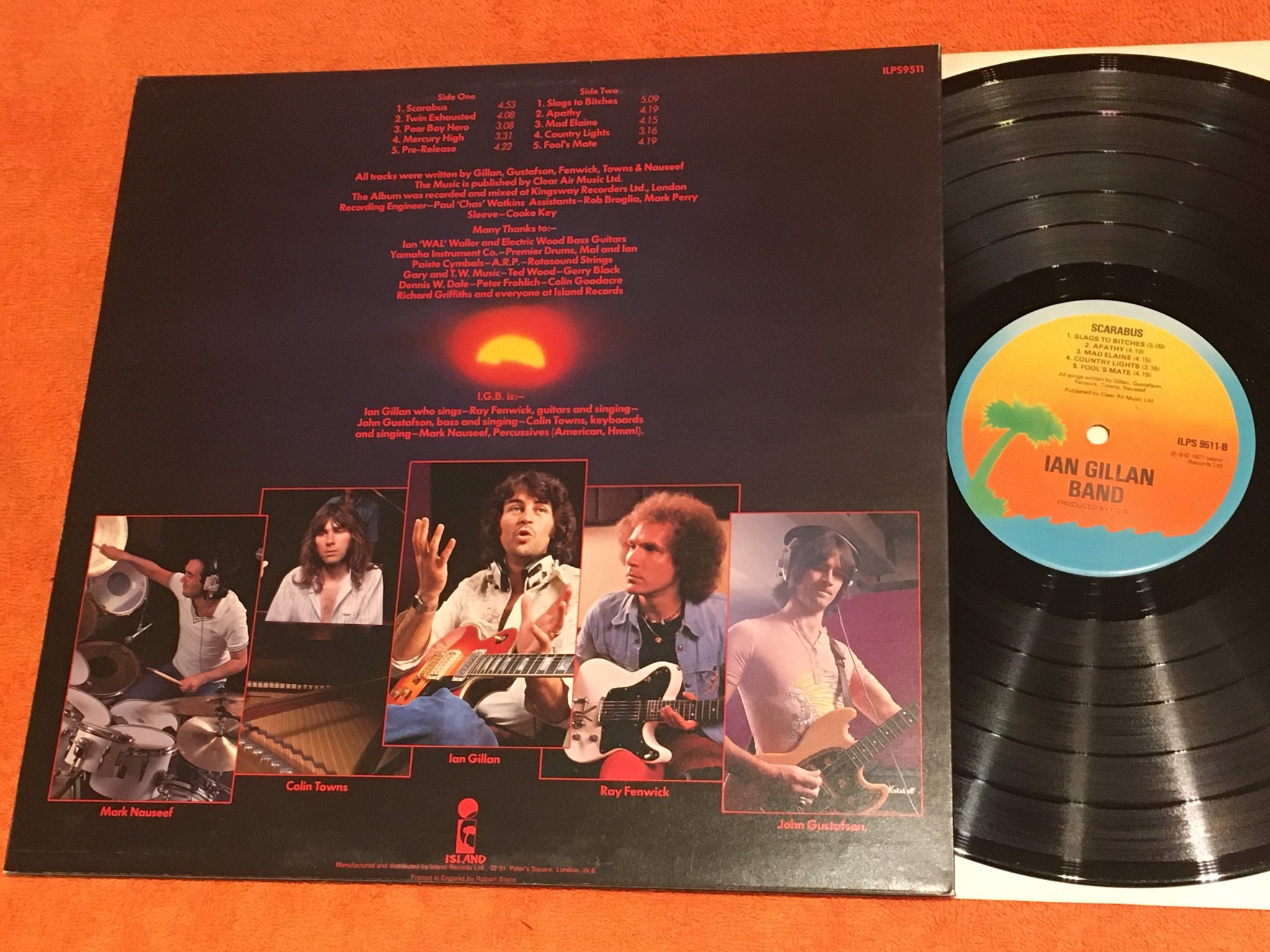 Omslagsbild för skivan IAN GILLAN BAND scarabus LP -77 UK ISLAND ILPS 9511