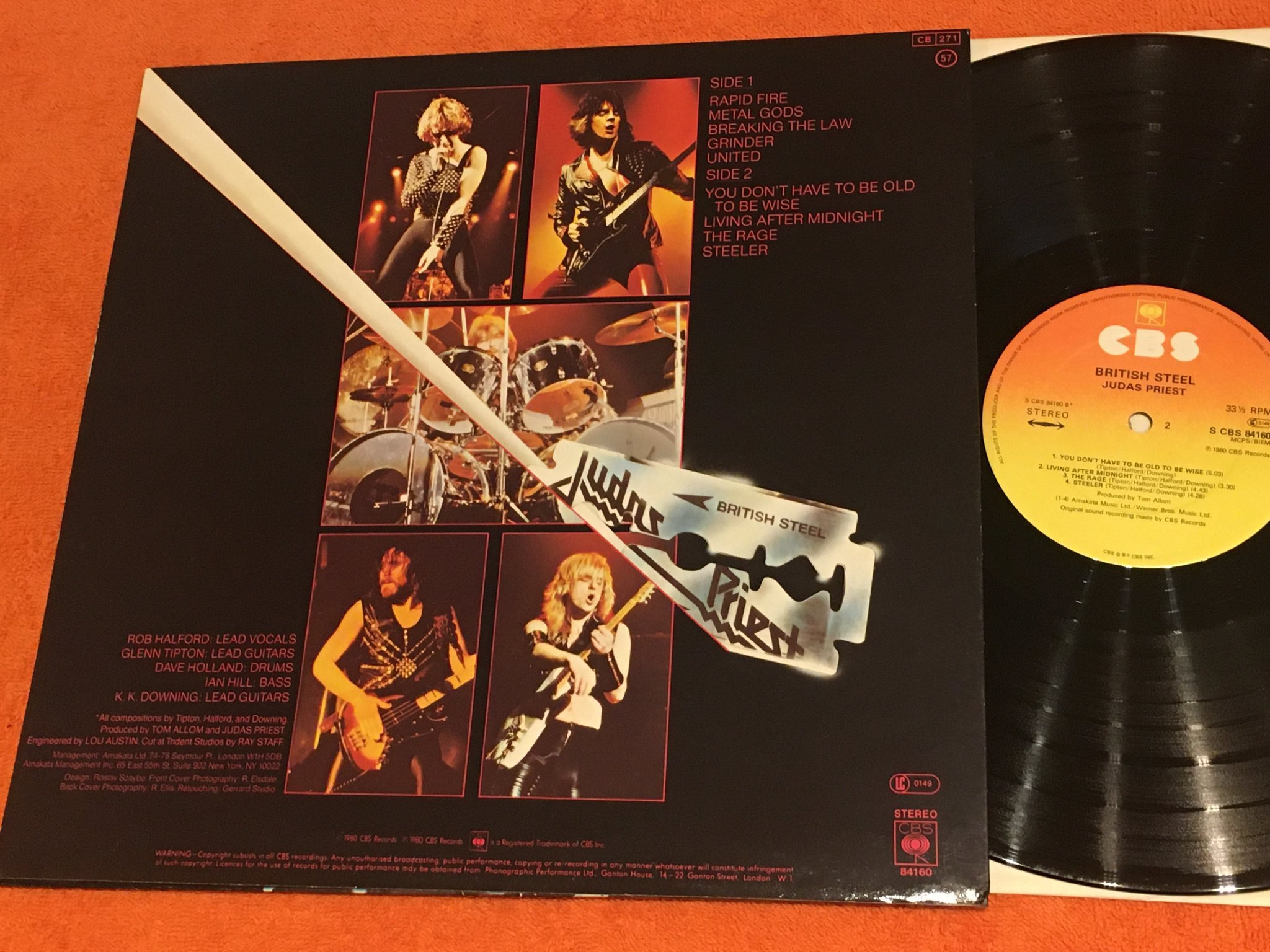 Omslagsbild för skivan JUDAS PRIEST british steel LP -80 UK CBS 84160 