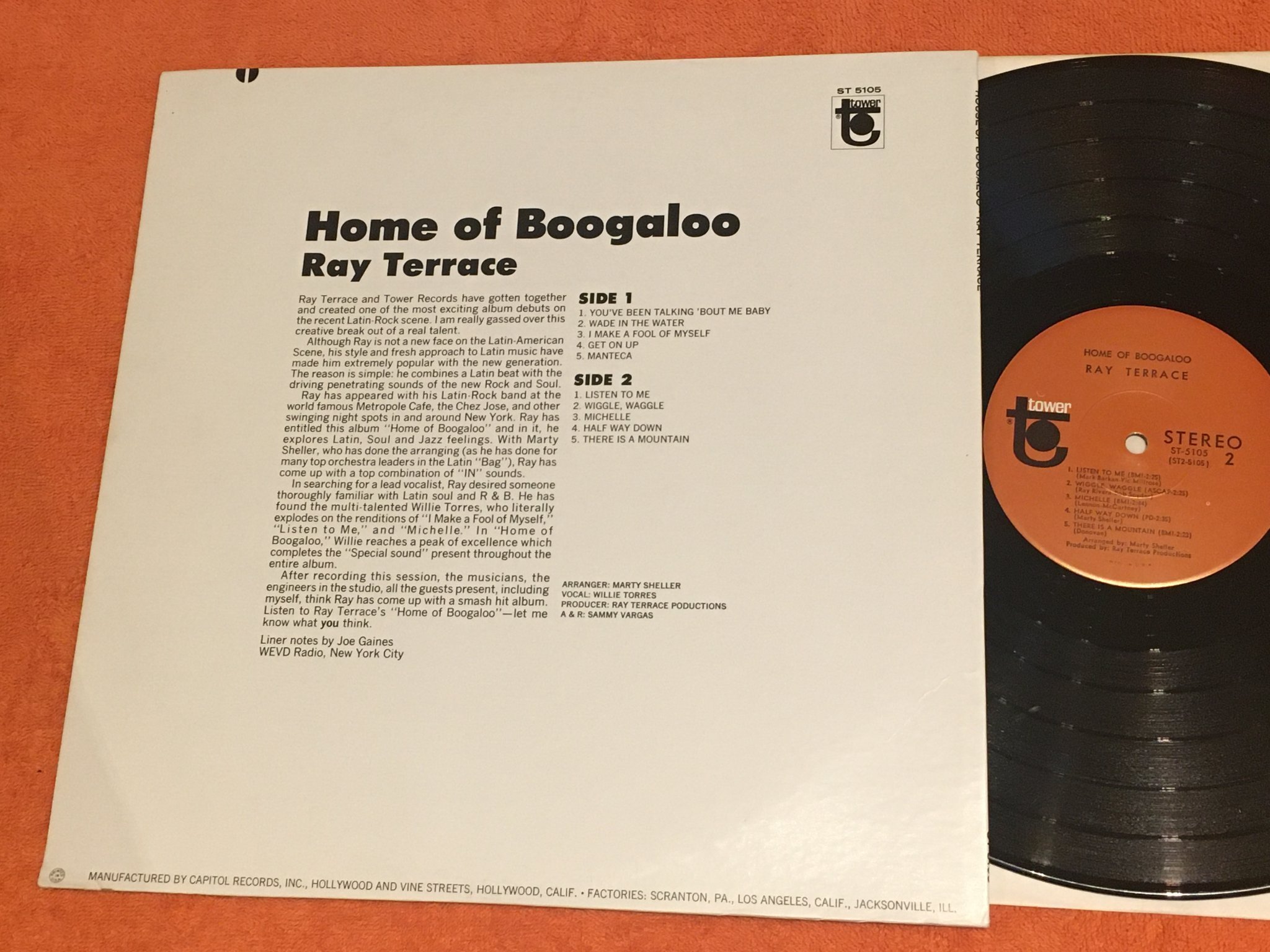 Omslagsbild för skivan RAY TERRACE Home Of Boogaloo LP -68 US TOWER ST 5105