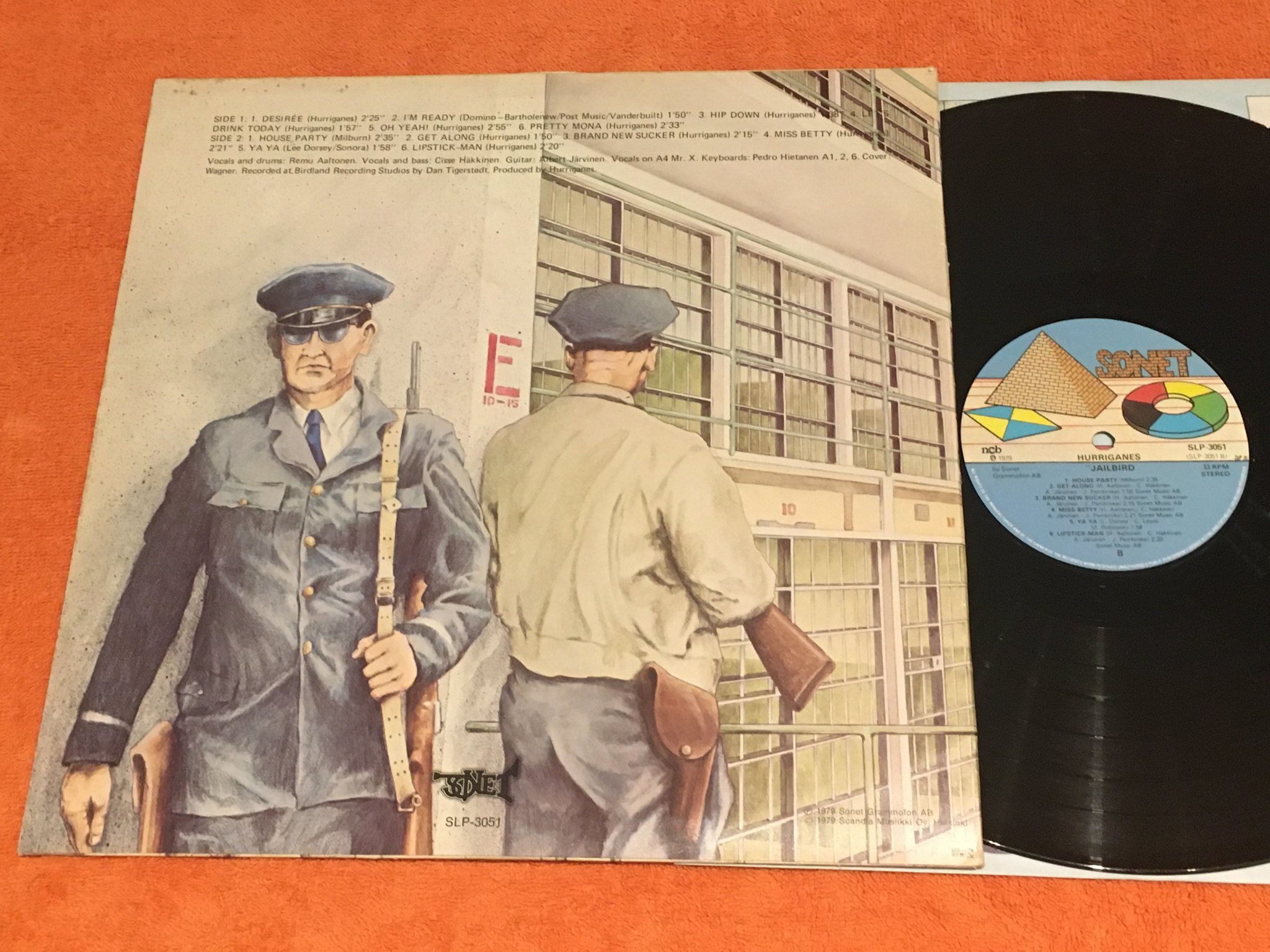 Omslagsbild för skivan HURRIGANES Jailbird LP -79 Swe SONET SLP-3051