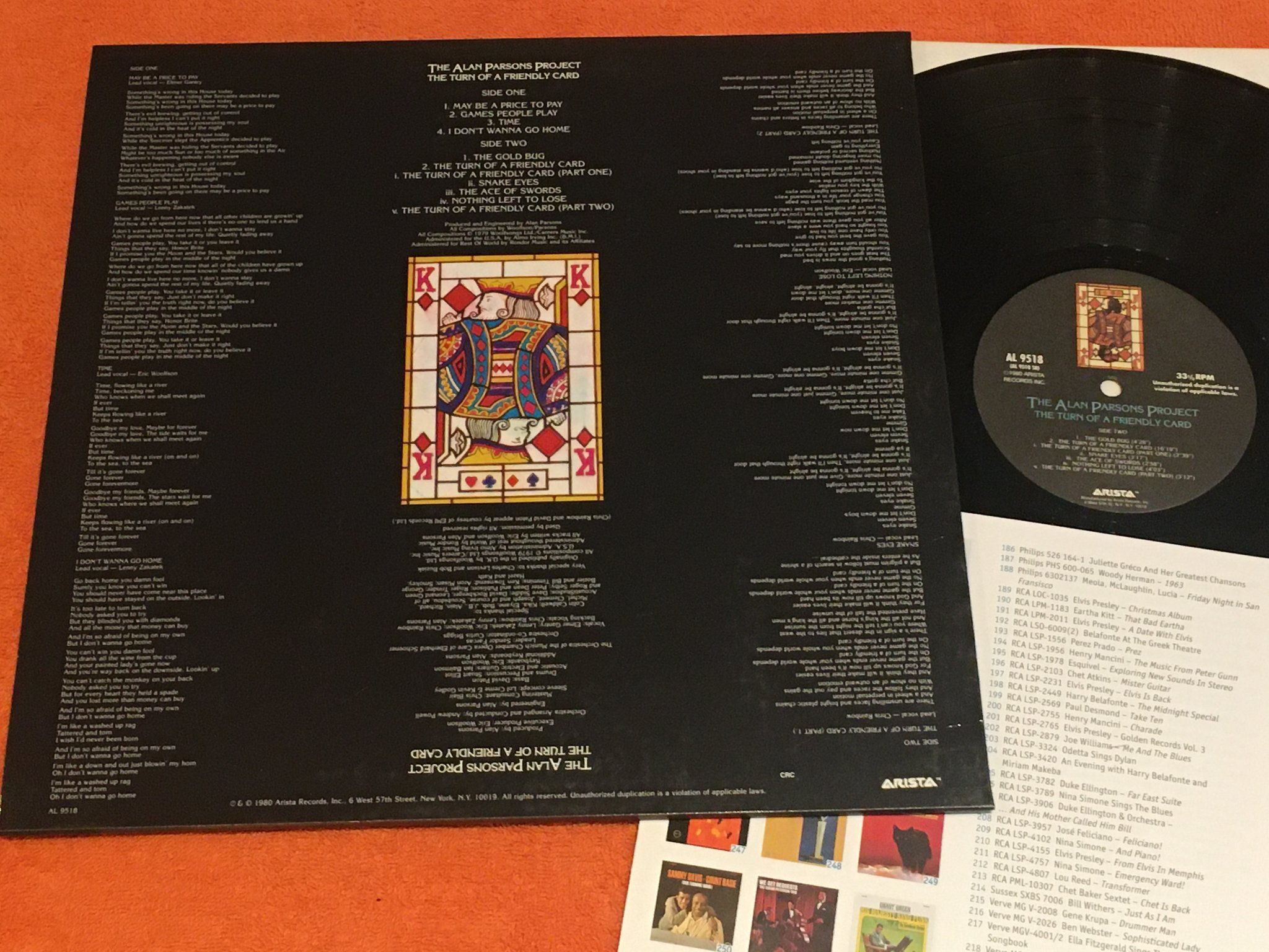 Omslagsbild för skivan THE ALAN PARSONS PROJECT the turn of a friendly card LP 2005 speakers corner 