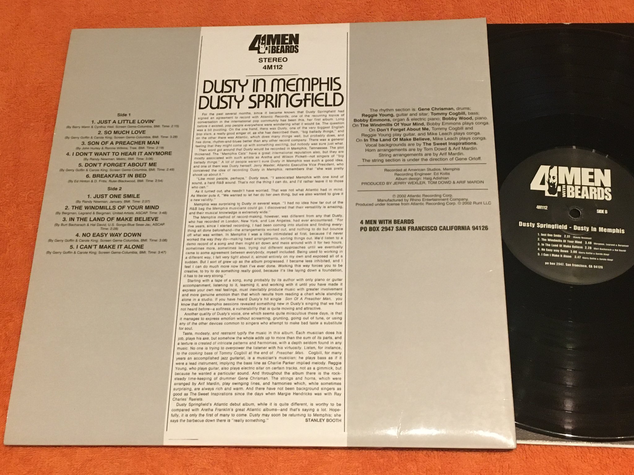 Omslagsbild för skivan DUSTY SPRINGFIELD Dusty In Memphis LP 2002 4 Men With Beards 4M112