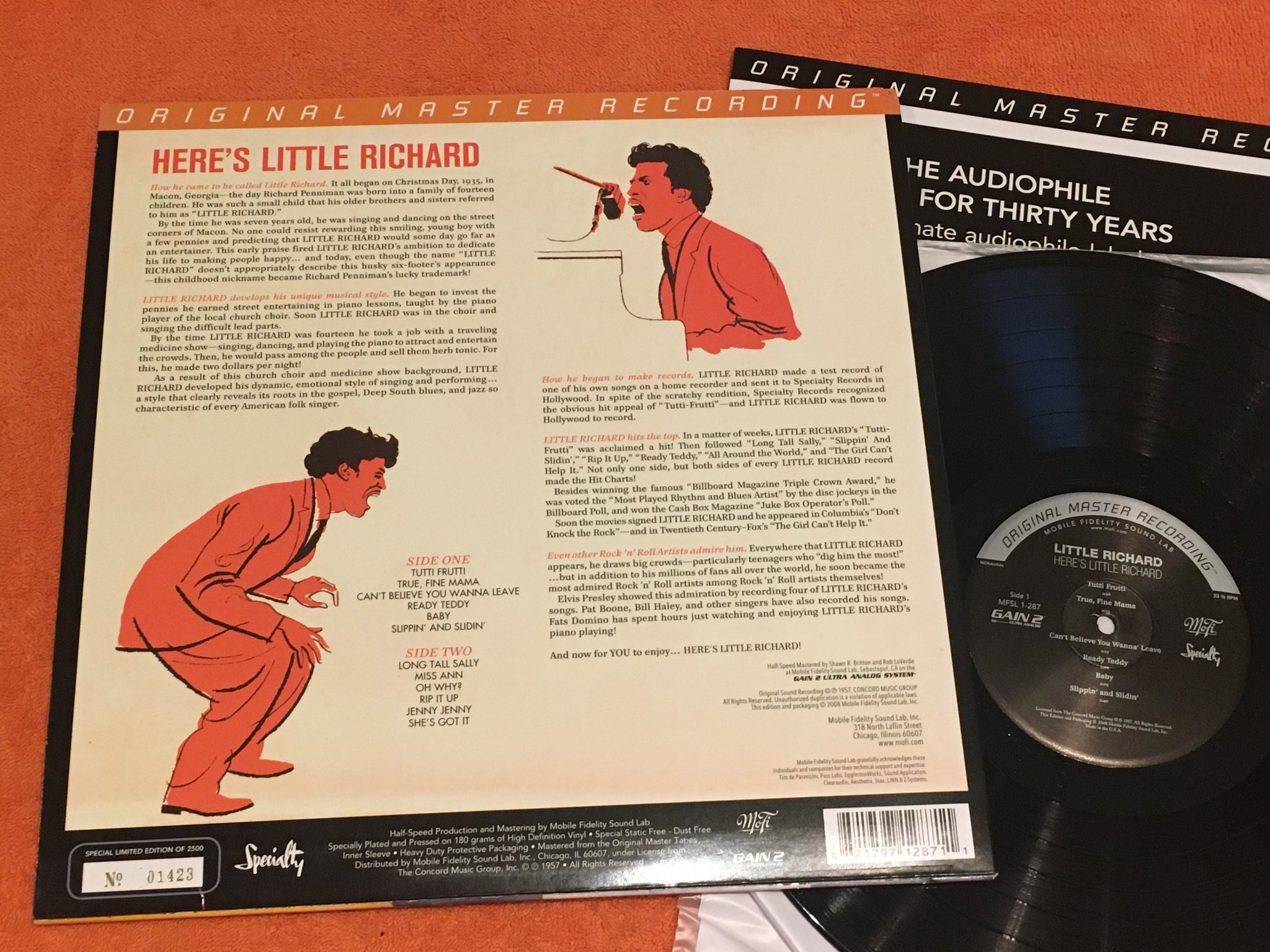 Omslagsbild för skivan LITTLE RICHARD Here's Little Richard LP 2008 US MOBILE FIDELITY numbered MFSL