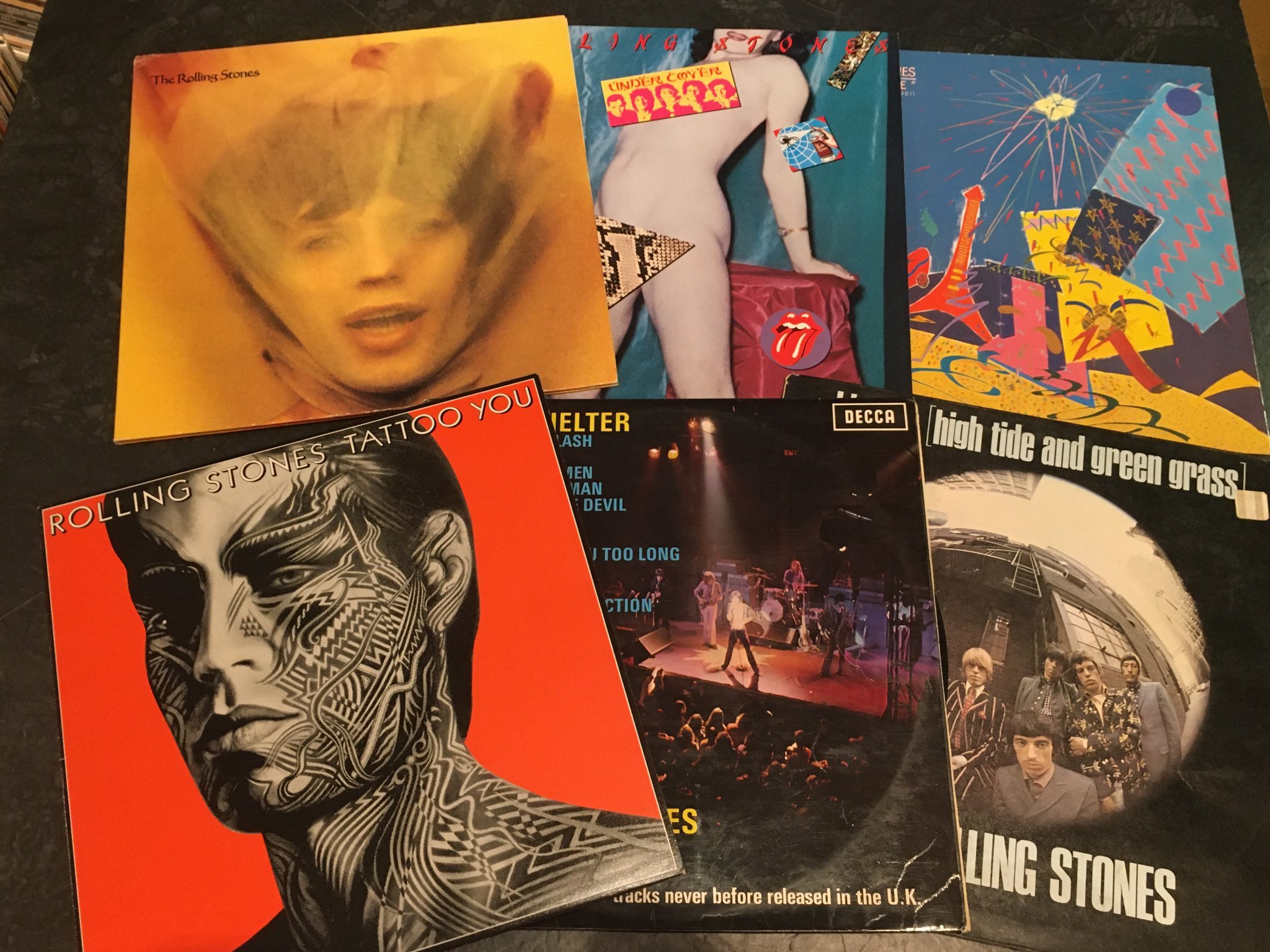 Omslagsbild för skivan 12 st THE ROLLING STONES skivorna är i blandat skick