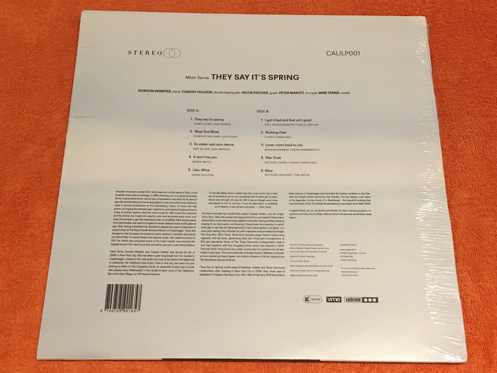 Omslagsbild för skivan MIMI TERRIS They Say It's Spring LP 2013 FEMALE JAZZ VOCALS 