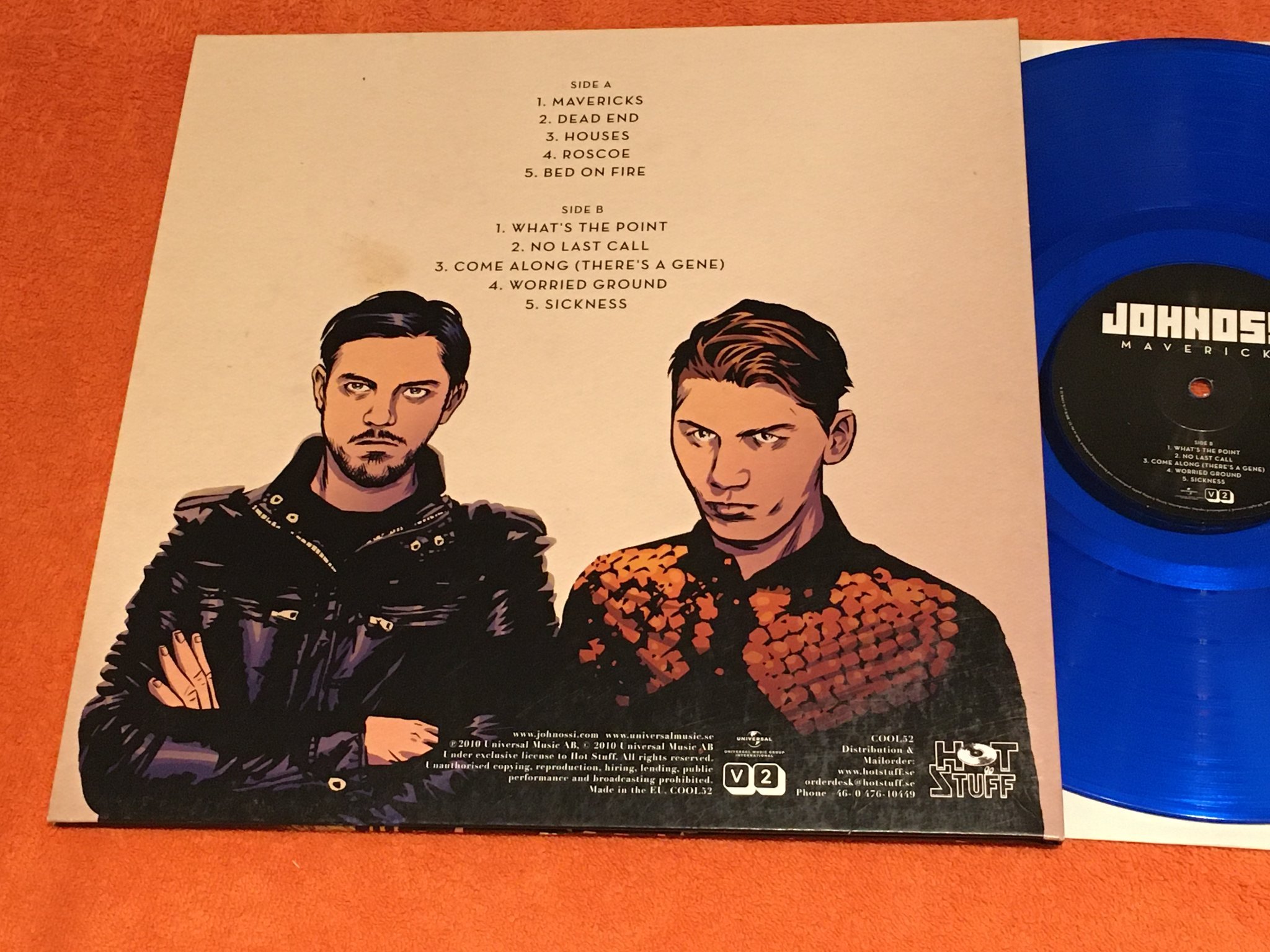 Omslagsbild för skivan JOHNOSSI mavericks LP 2010 Swe HOT STUFF rare blue vinyl COOL52